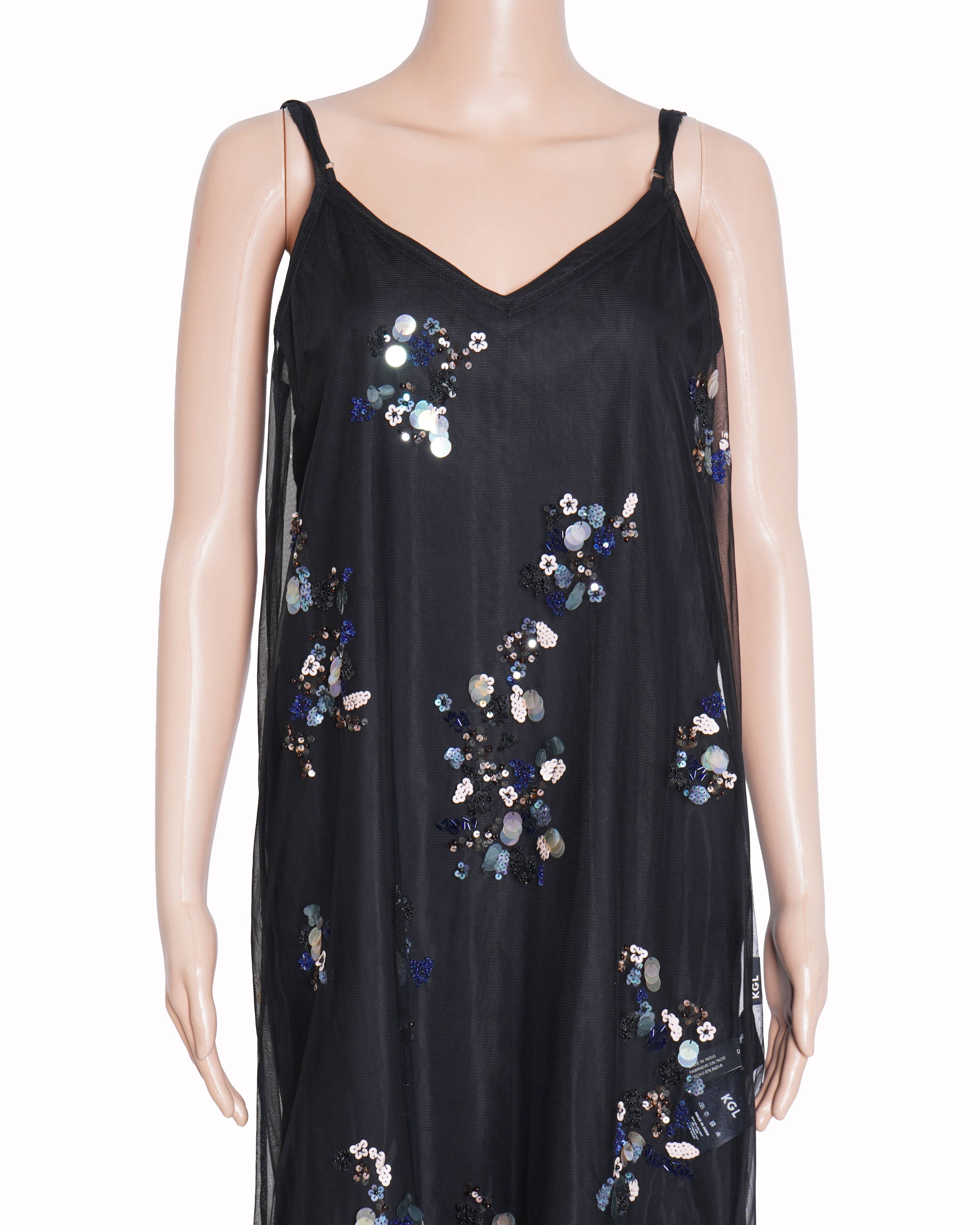 New KGL black embellished slip dress