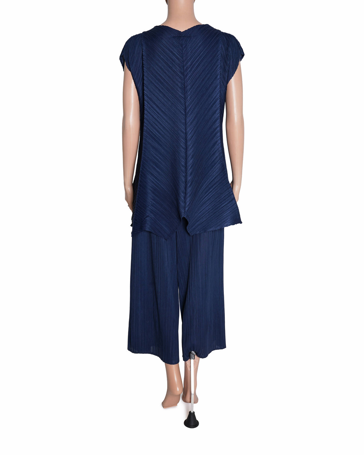Scarlet Sage Polyester Navy Pleated Tunic Top & Wide-Leg Co-ord Set