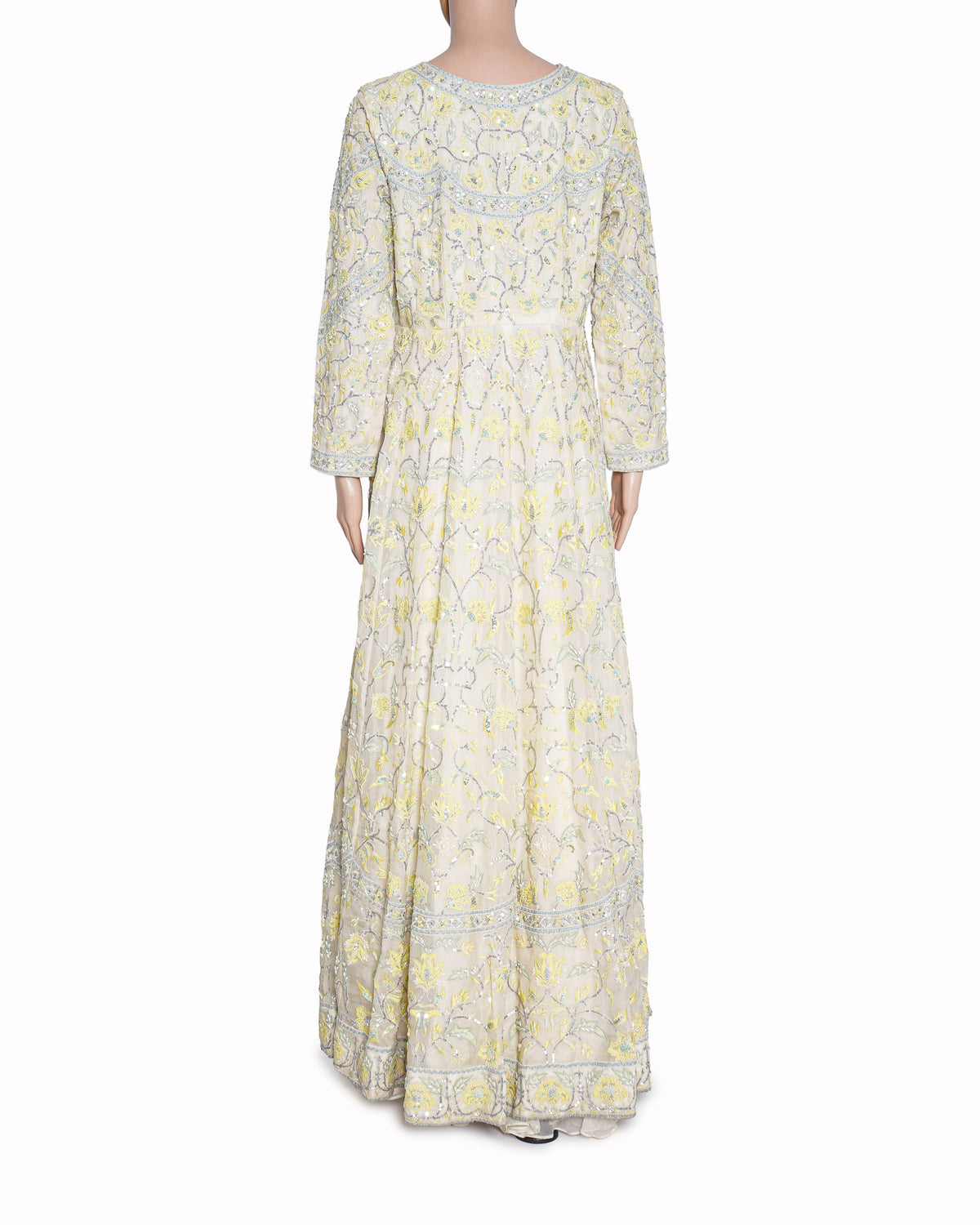 Devika Bhayana Ivory Organza Sequins & Thread Embroidered Panelled Anarkali