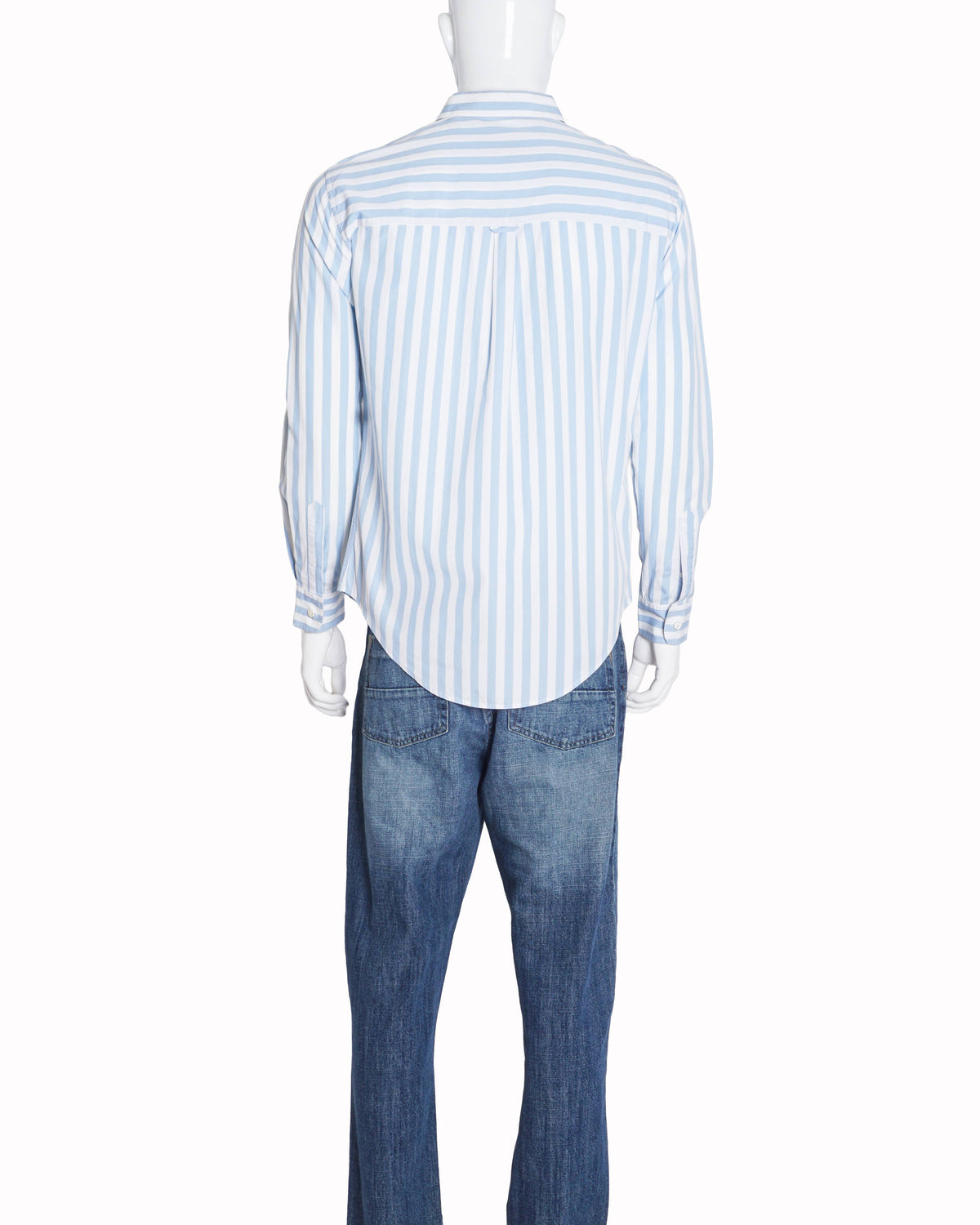 Ami Paris Light Blue & White Wide Striped Cotton Shirt