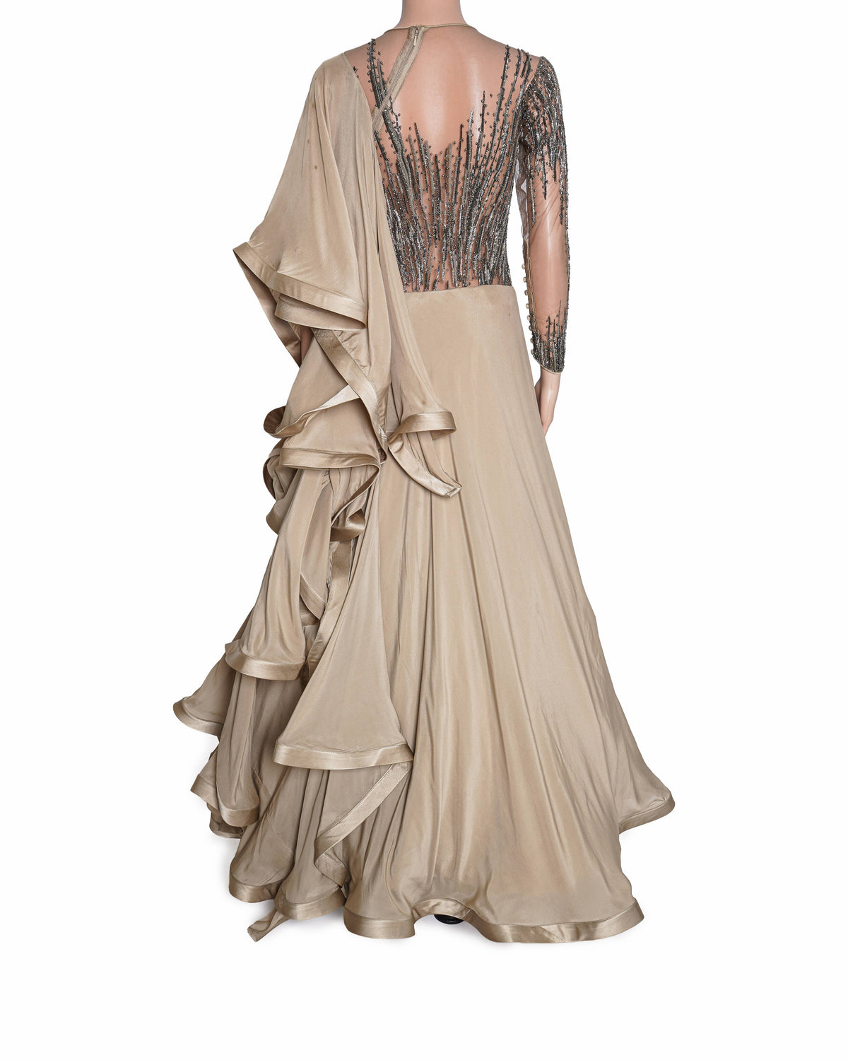 Gaurav Gupta Taupe Sculptural Embellished Gown