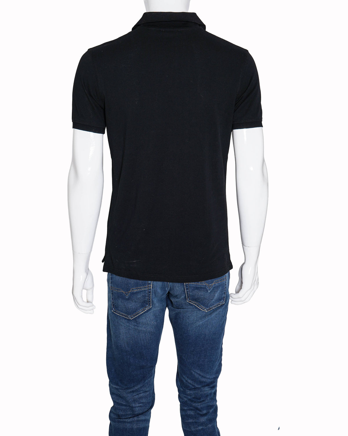 BALMAIN TEXT REVERSE EMBROIDERY BLACK POLO T-SHIRT
