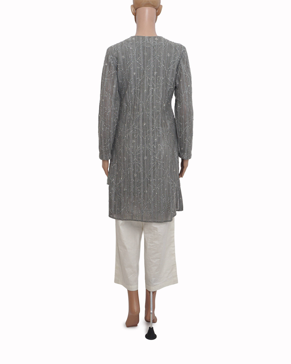 Rohit Bal Grey Heavily Embellished Tulle Net Kurta Set