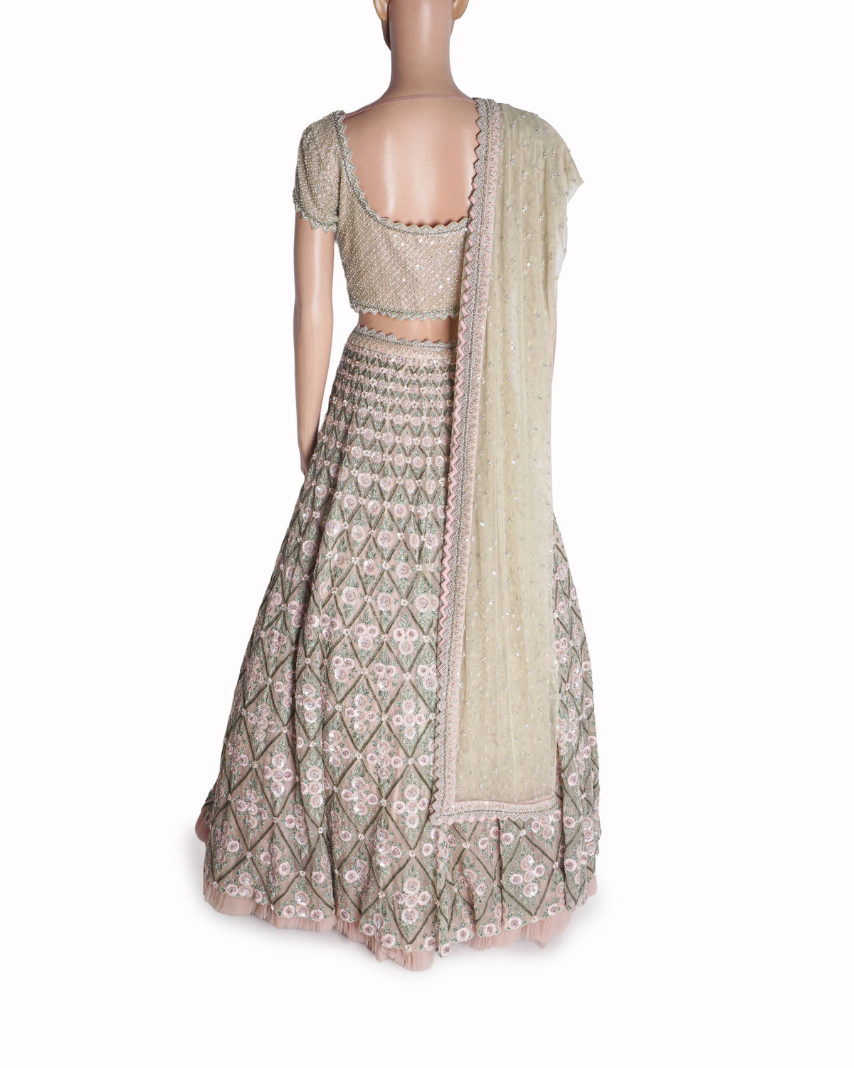 Couture by Niharika Embellished Sage Green Lehenga Set