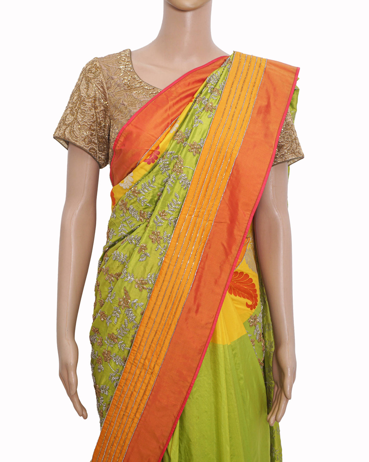 Jade by Monica & Karishma Colorblock Silk Paisley Saree Set