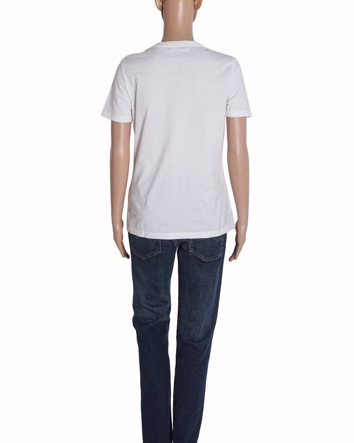 Balmain White Rhinestone Logo T-Shirt with Gold Buttons