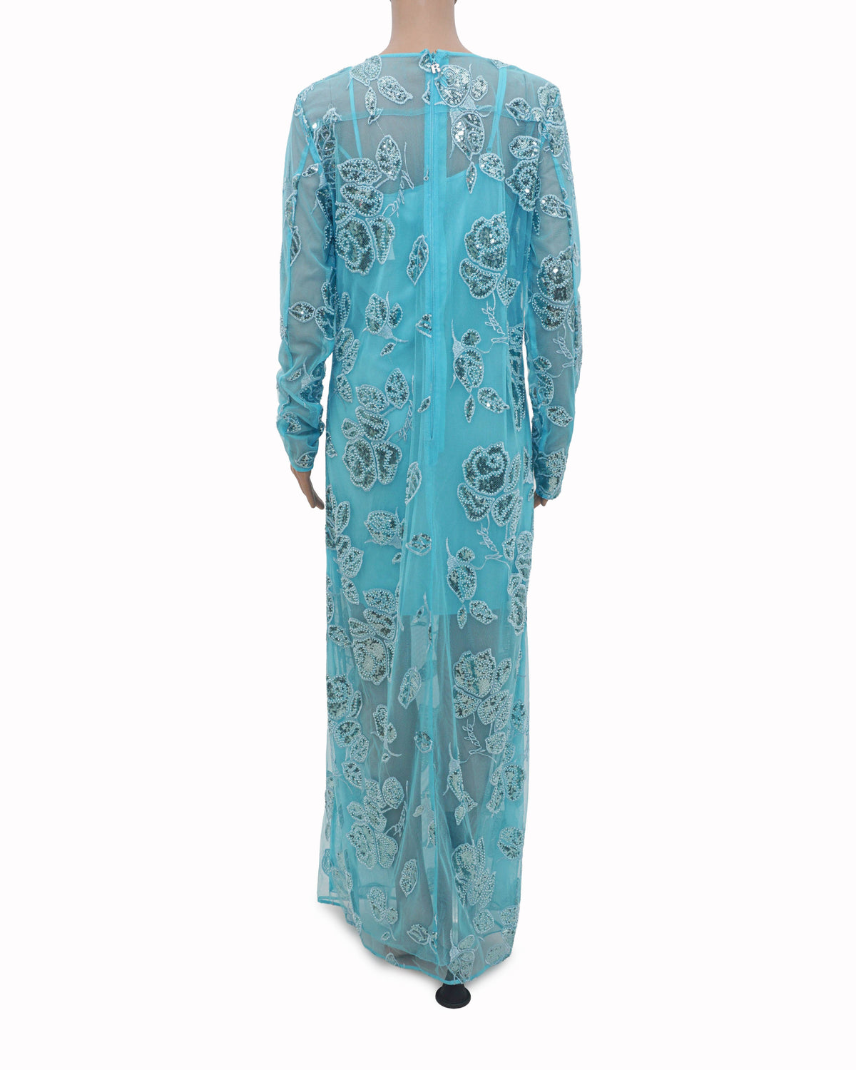 Rotate Turquoise Blue Sequins Beaded Midi Dress