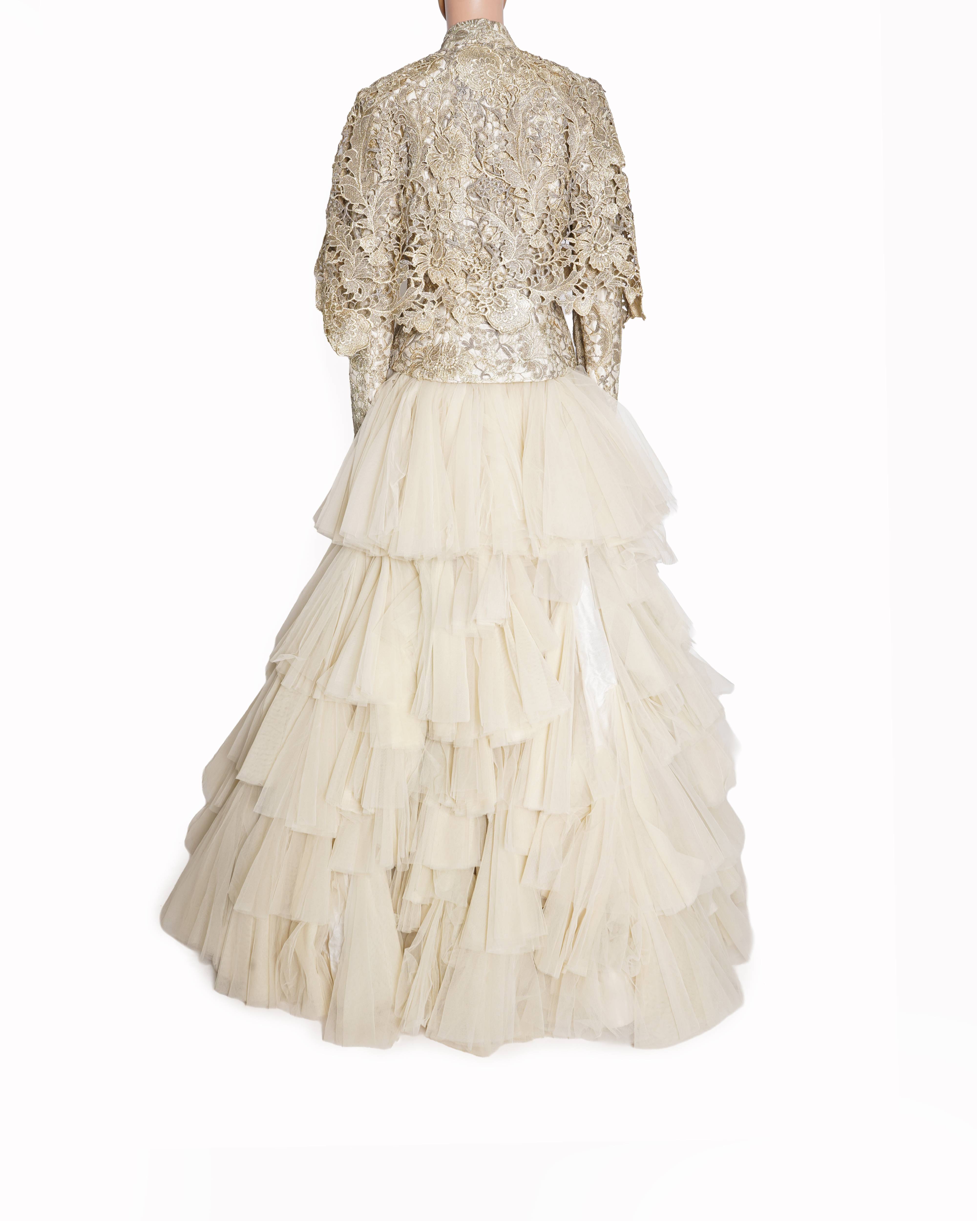 Shantanu & Nikhil embroidered jacket with tulle skirt