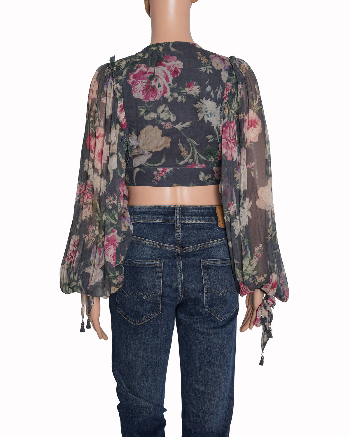 Zimmermann grey floral Print wrap top