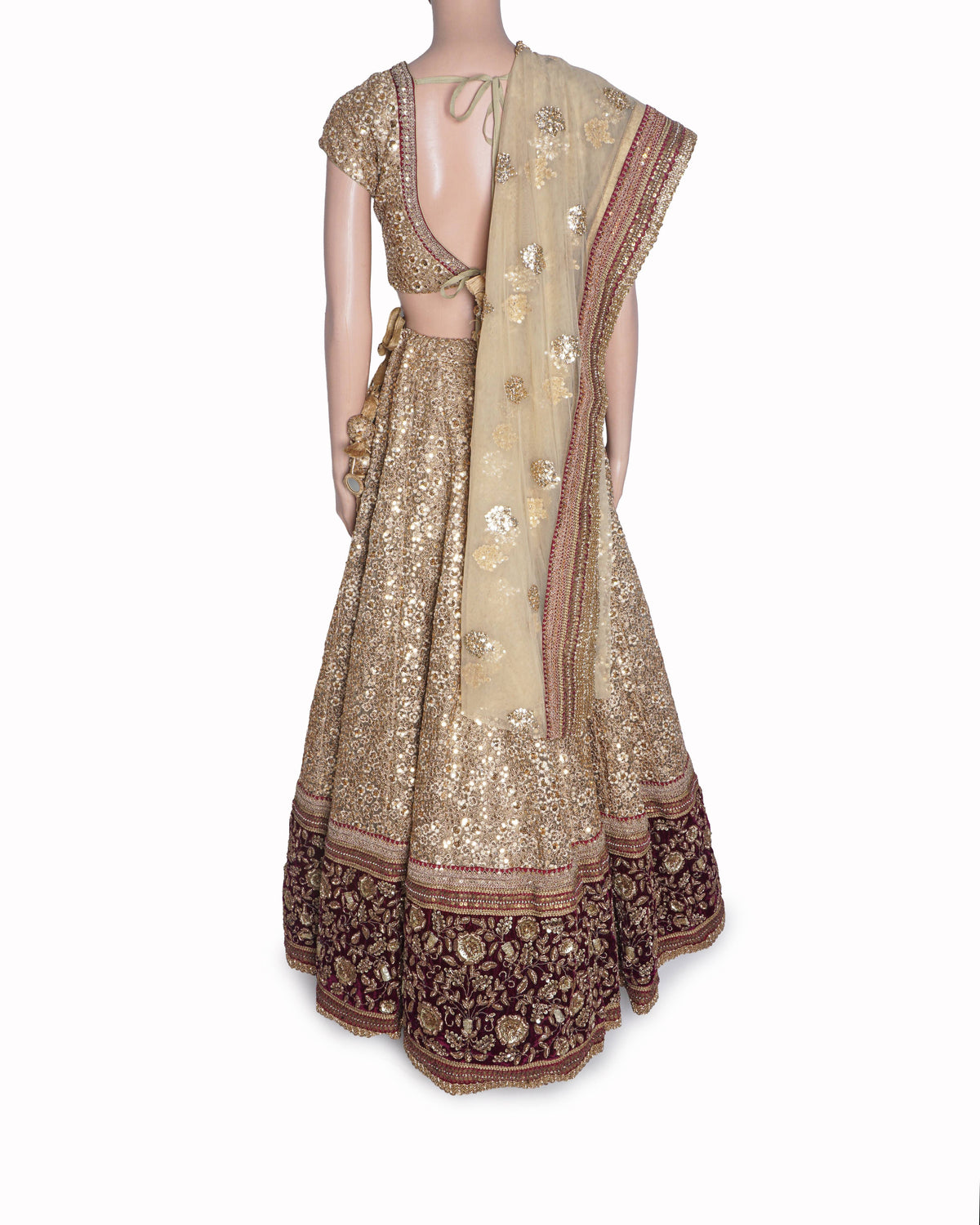 Sabyasachi Golden Silk Embroidered Lehenga Set