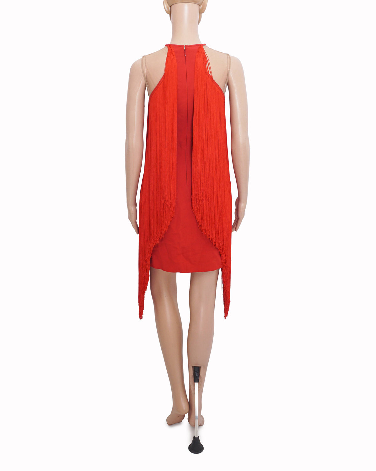 Stella McCartney Scarlet Red Illusion Fringe Mini Dress