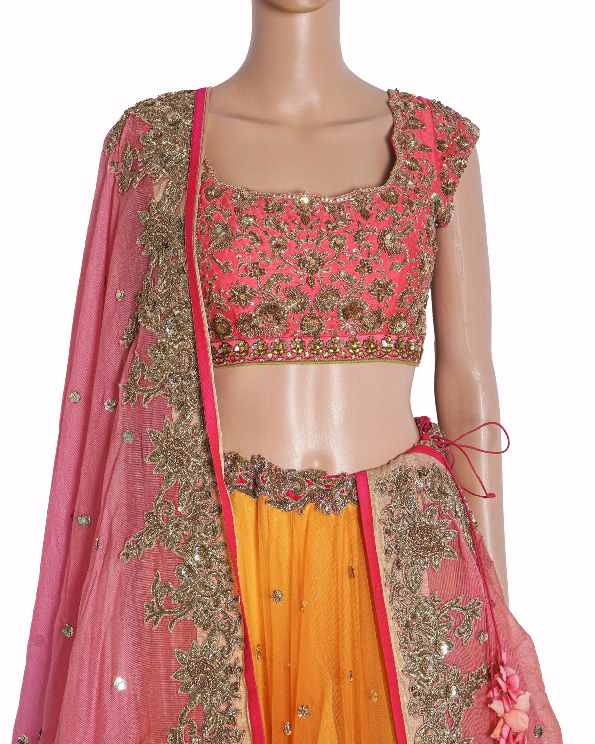 Anushree Reddy Yellow & Pink Embroidered Lehenga Set