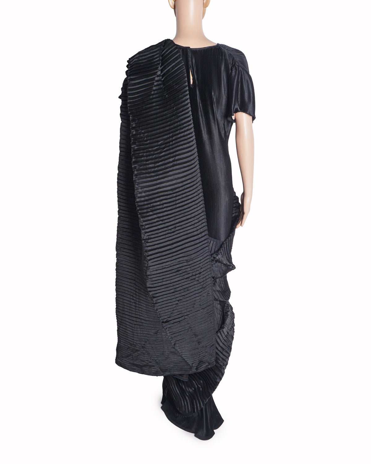 Tasuvure Black Micro-Pleated Pre-Stitched Draped Saree