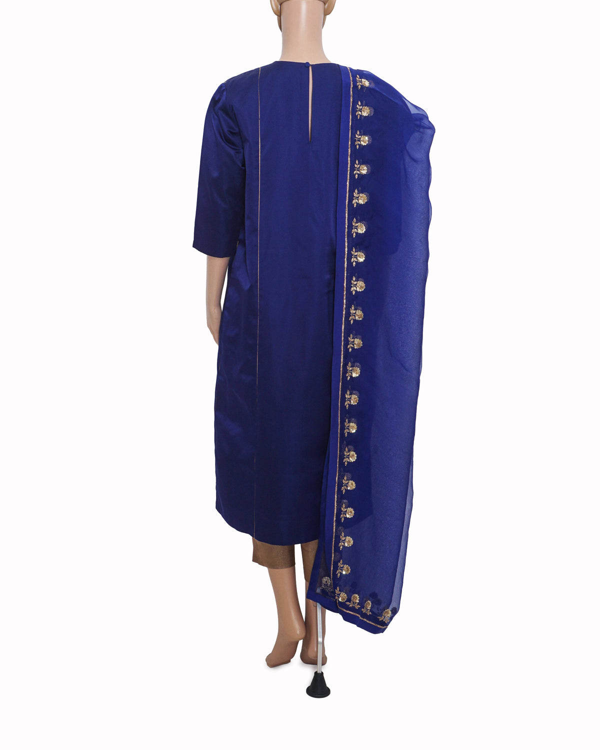Raw Mango by Sanjay Garg Royal Blue & Gold Silk Tunic Set