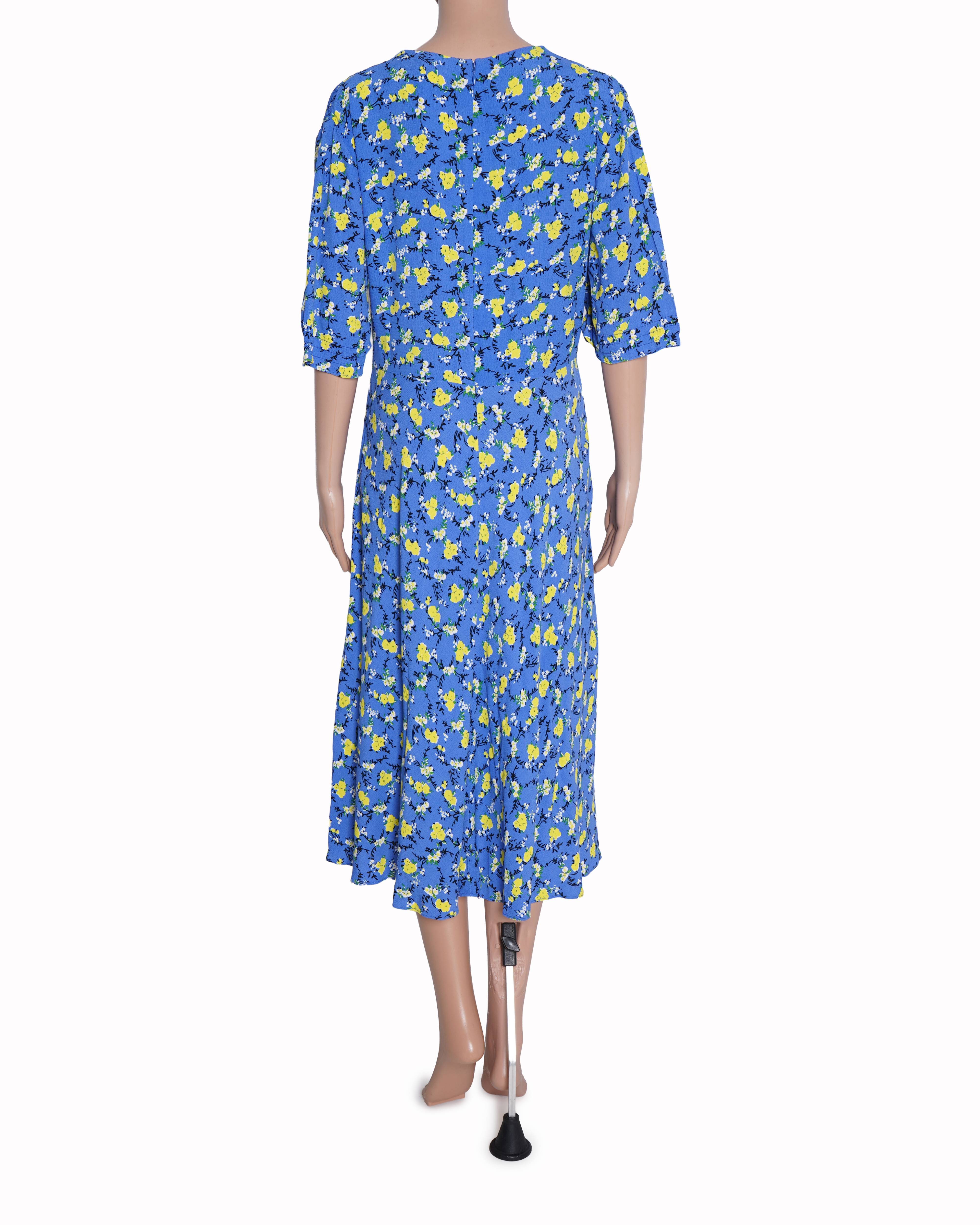 Diane Von Furstenberg Floral Printed Dress In Blue