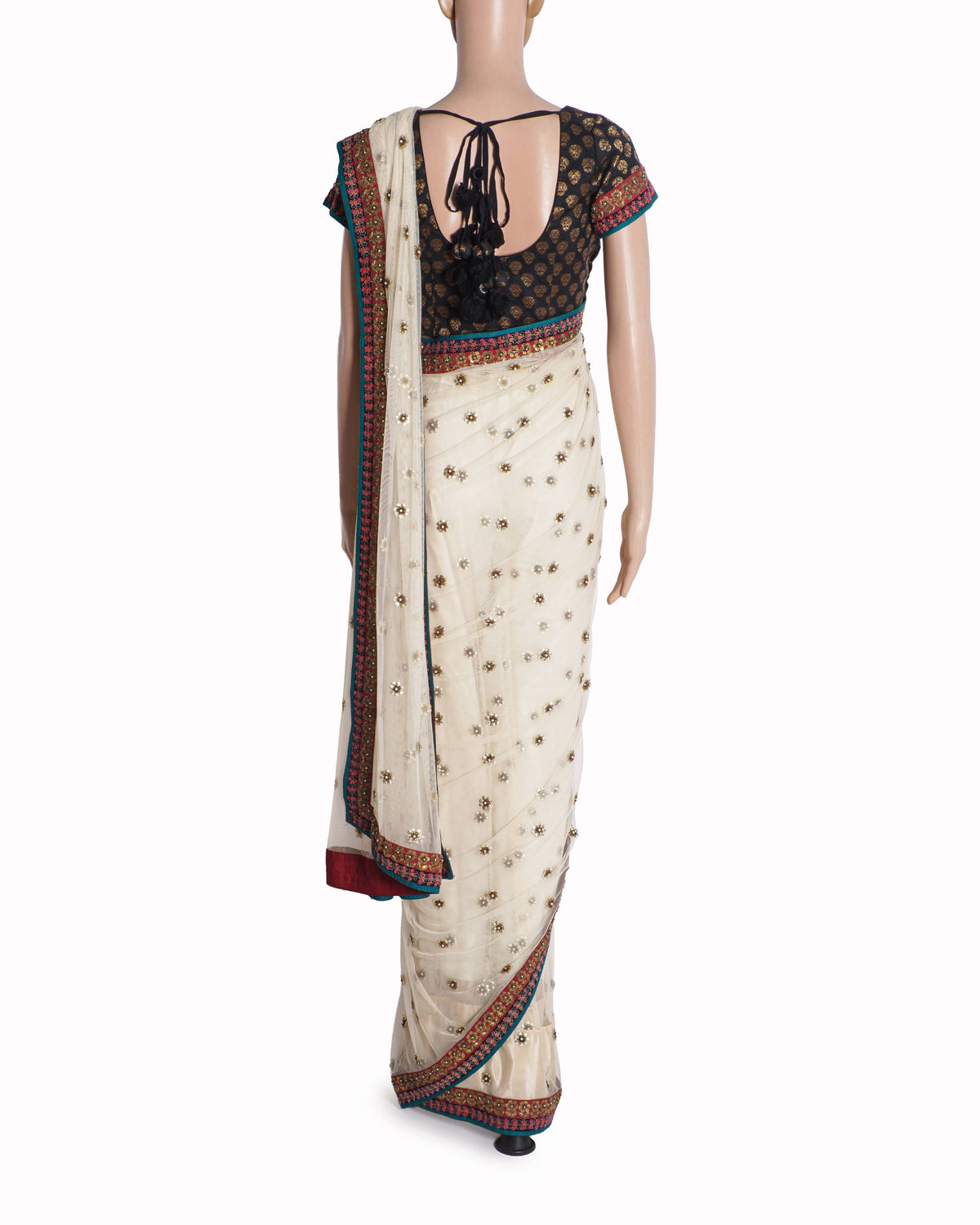 Sabyasachi Ivory Net Saree with Contrast Blouse