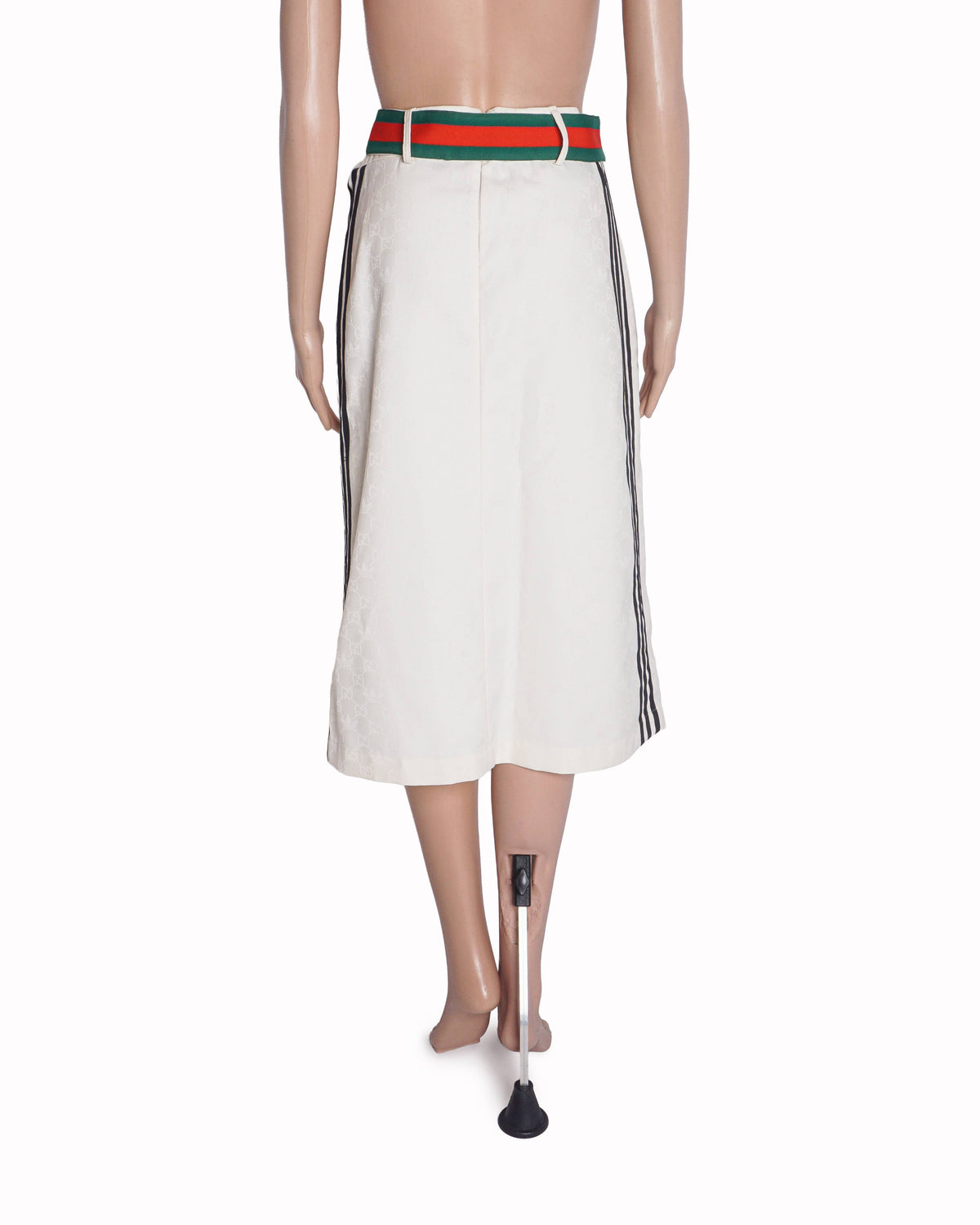 Adidas x Gucci Ivory Belted Canvas Midi Skirt