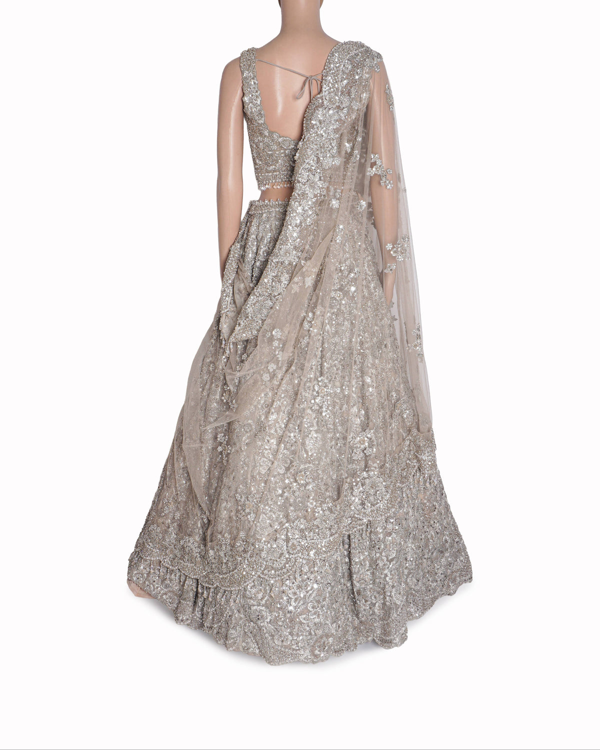 Seema Gujral Fully Embellished Grey/Silver Lehenga Set