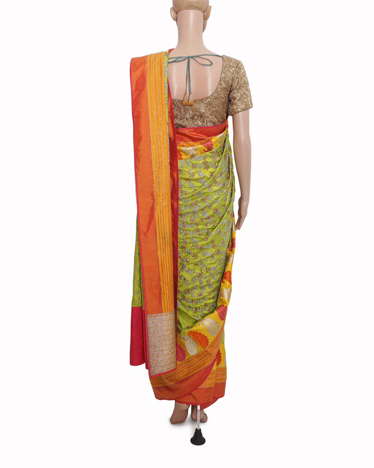 Jade by Monica & Karishma Colorblock Silk Paisley Saree Set