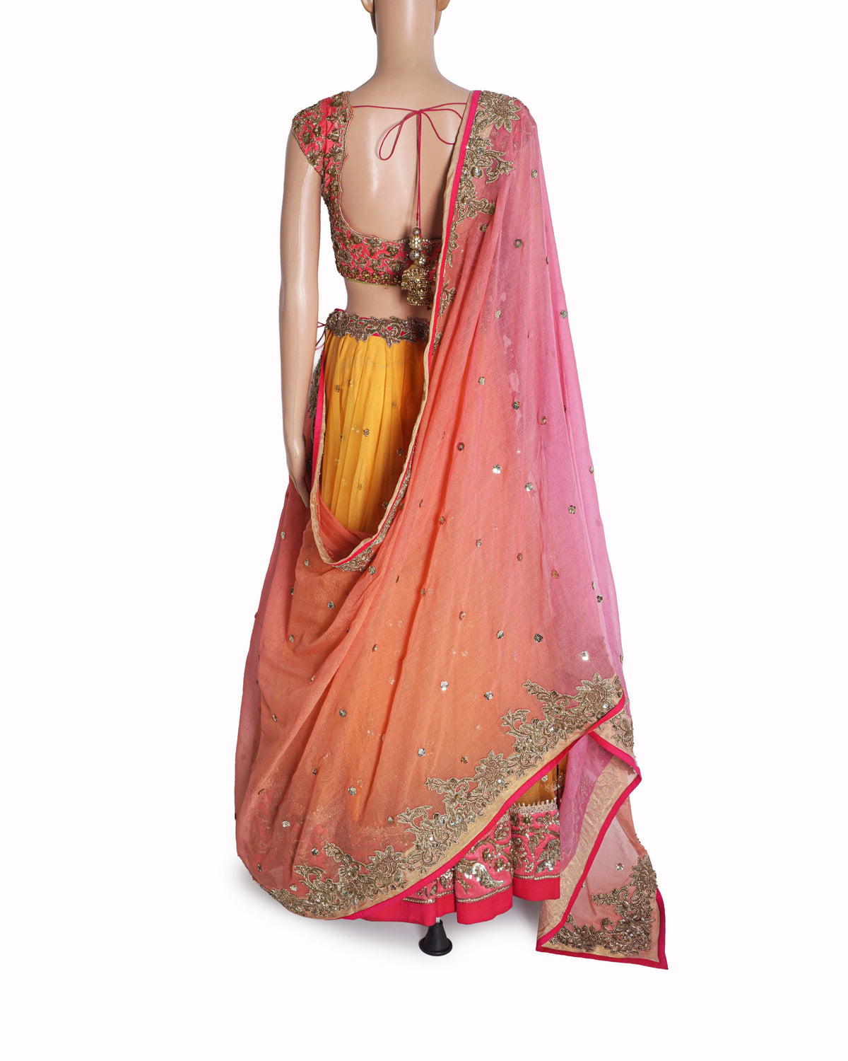 Anushree Reddy Yellow & Pink Embroidered Lehenga Set
