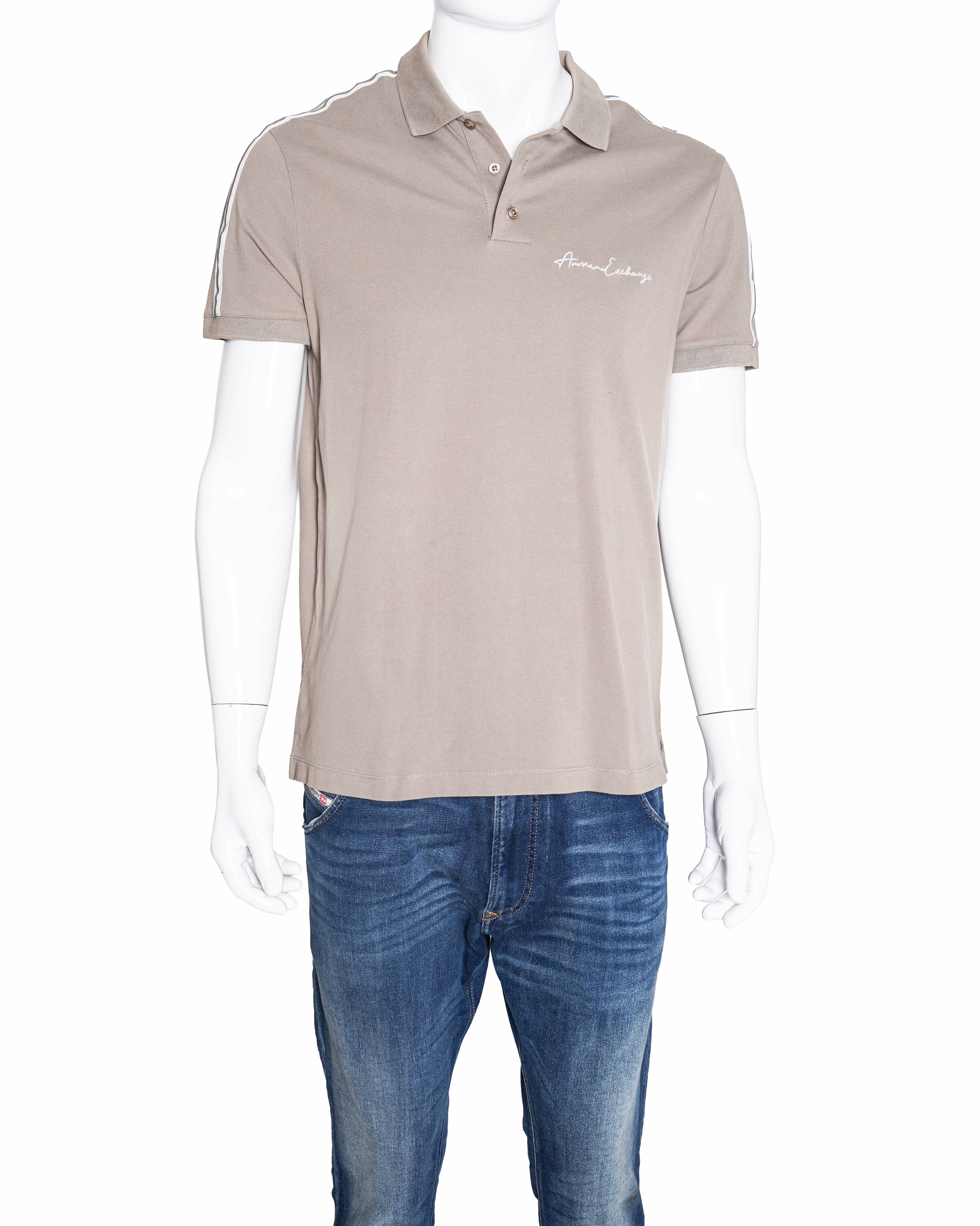 Armani Exchange Men’s Beige Signature Logo Polo Shirt