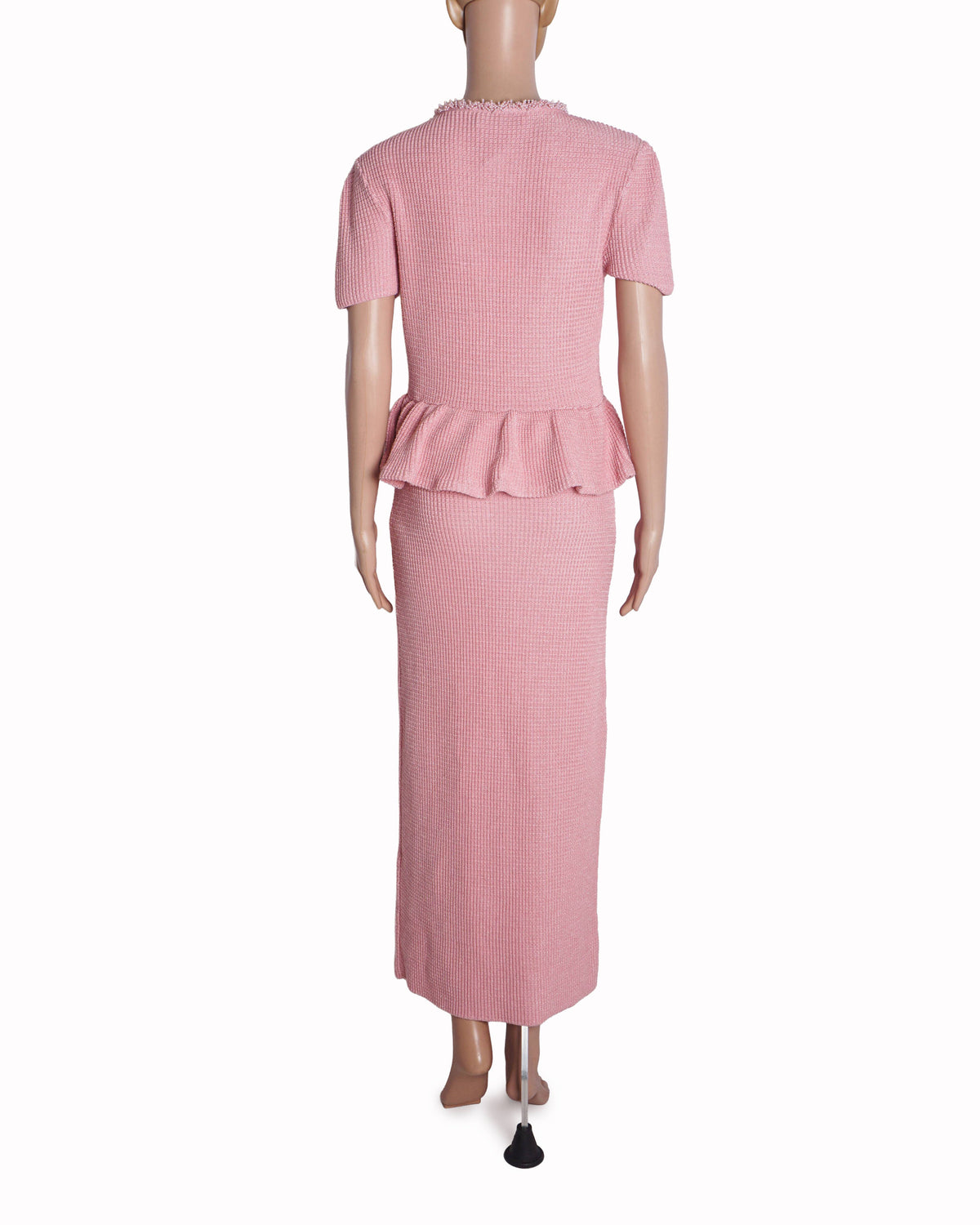 Self-Portrait Pink Peplum Knit Midi Dress