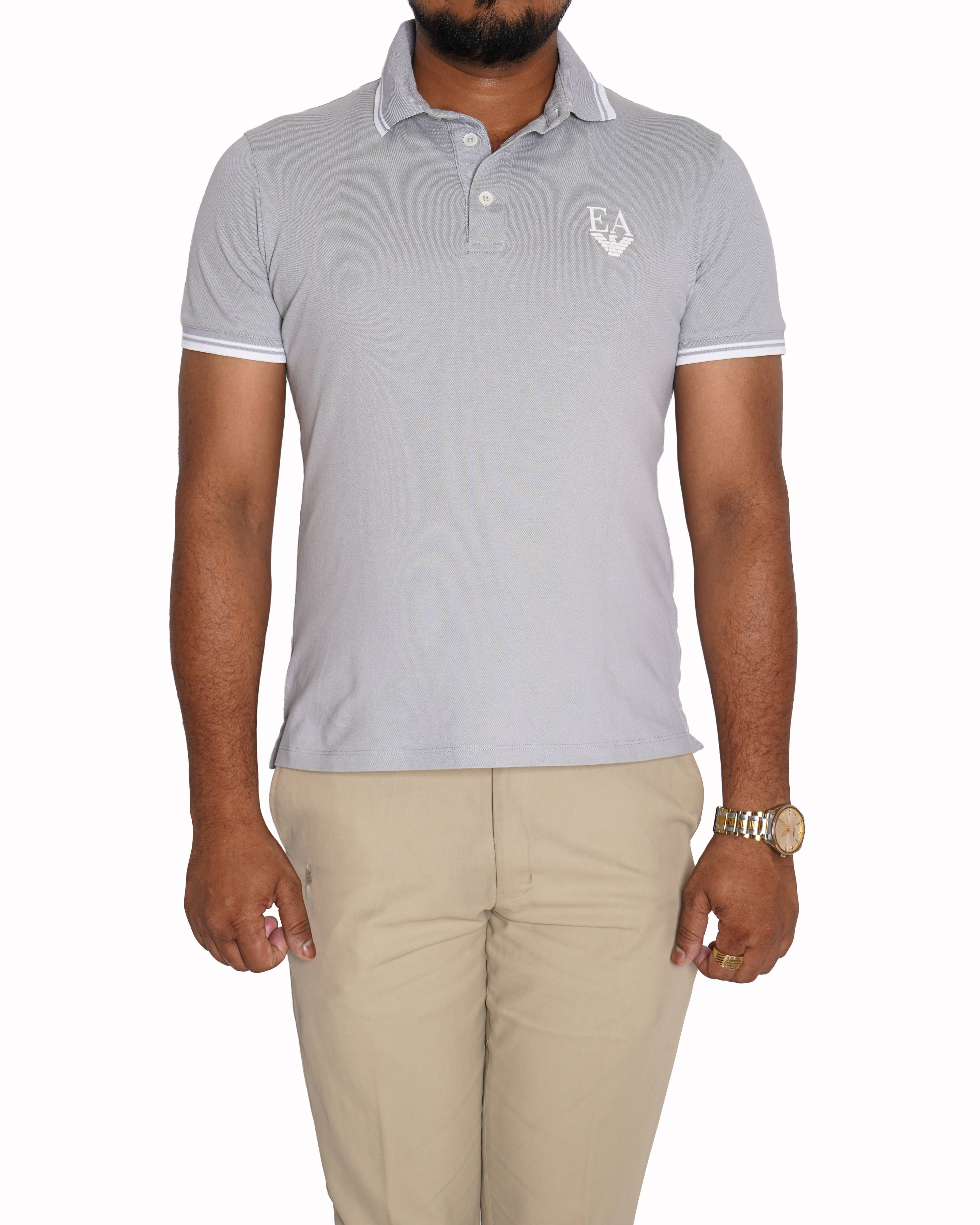 Emporio Armani grey slim fit polo t-shirt