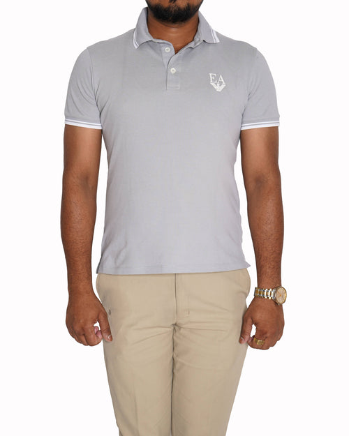Emporio Armani grey slim fit polo t-shirt