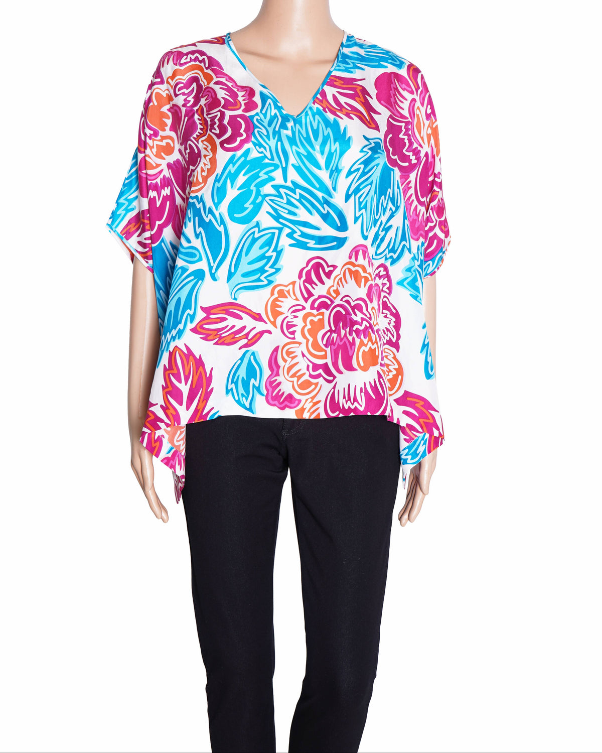 Diane von Furstenberg Printed Floral Poncho Top