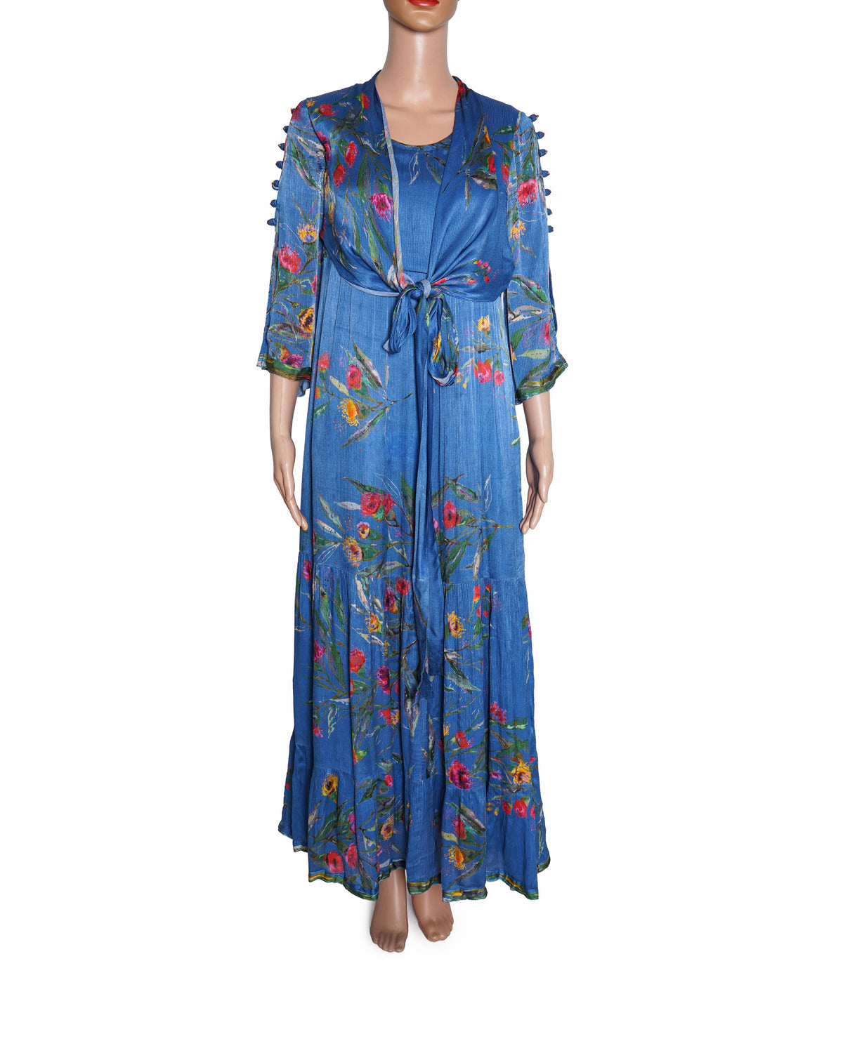 Whimsical by Shica Blue Silk Organza Round Printed Dress