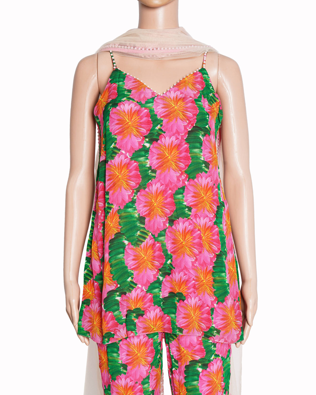 Masaba 
Pink Crepe Printed Kurta Sharara Set
