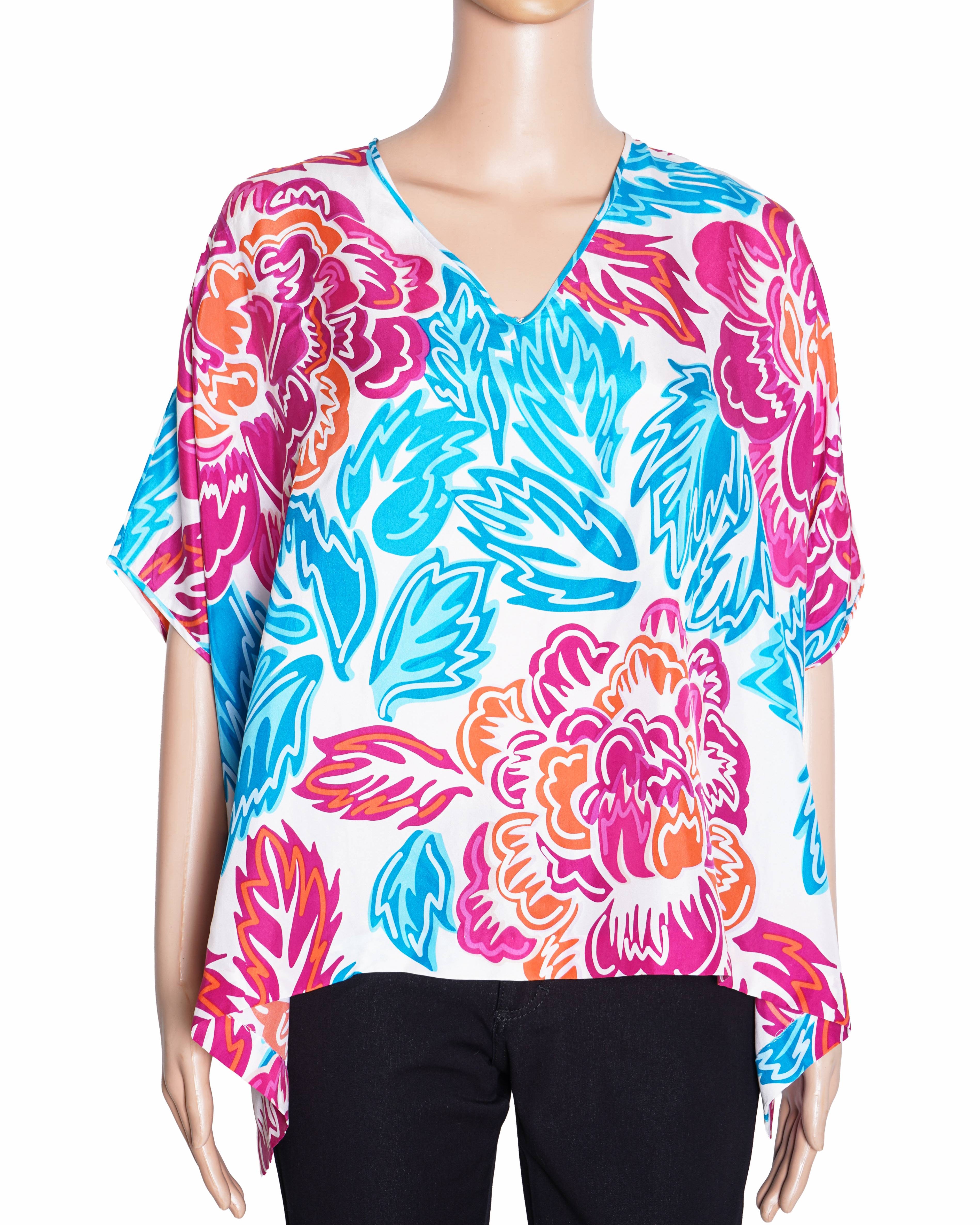 Diane von Furstenberg Printed Floral Poncho Top