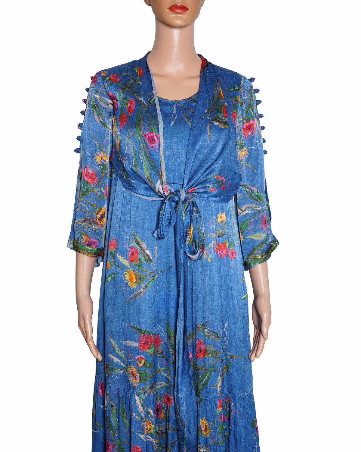 Whimsical by Shica Blue Silk Organza Round Printed Dress