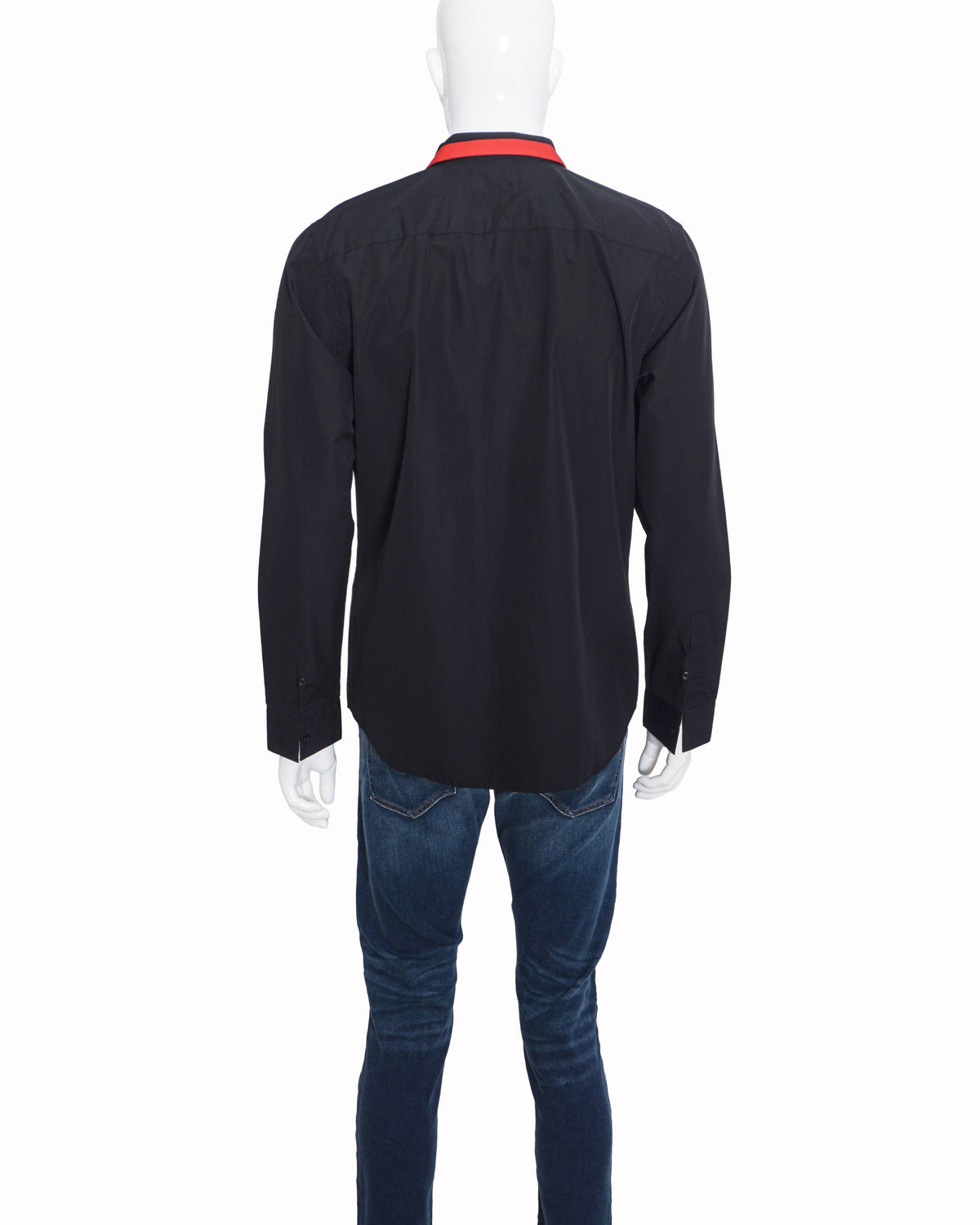 Givenchy Men's Black Cotton Red Contrast Collar Shirt