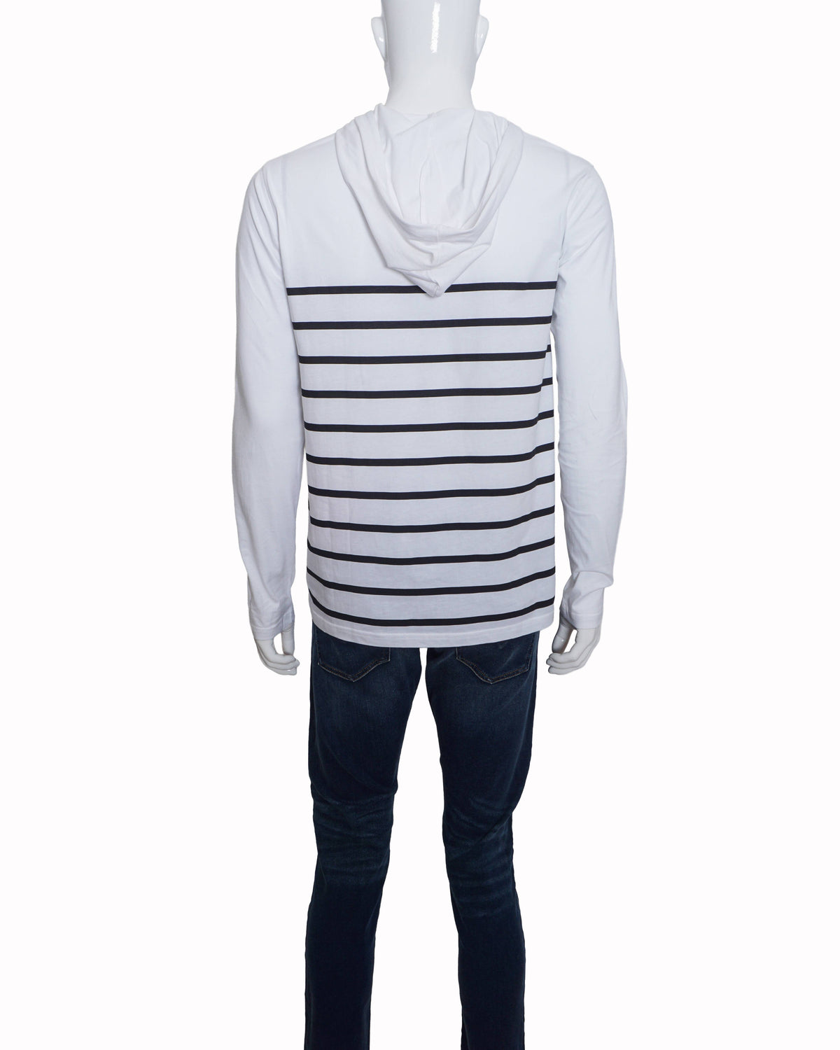 Balmain White & Black Striped Logo Long-Sleeve Hoodie