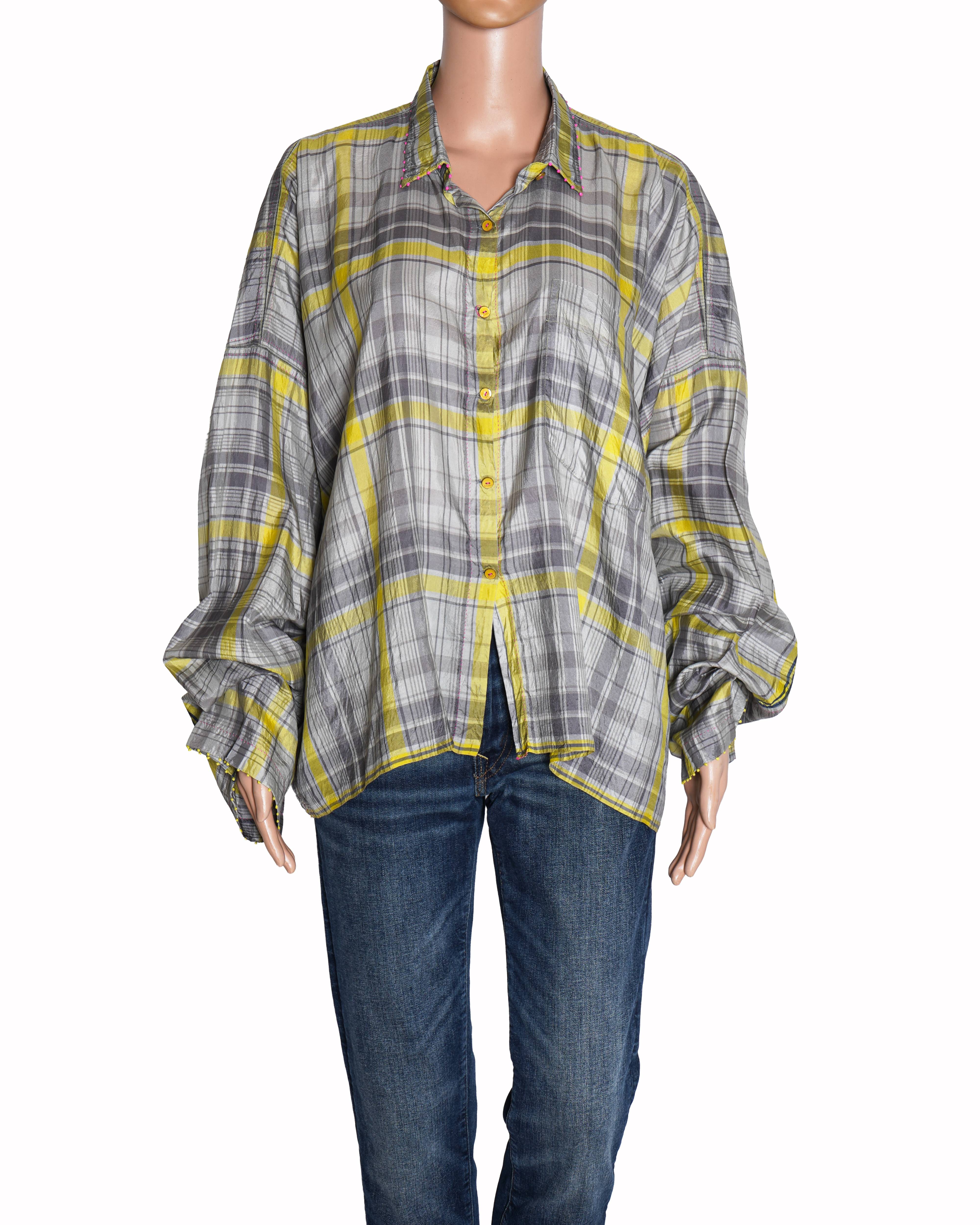 Péro Yellow Check Oversized Shirt