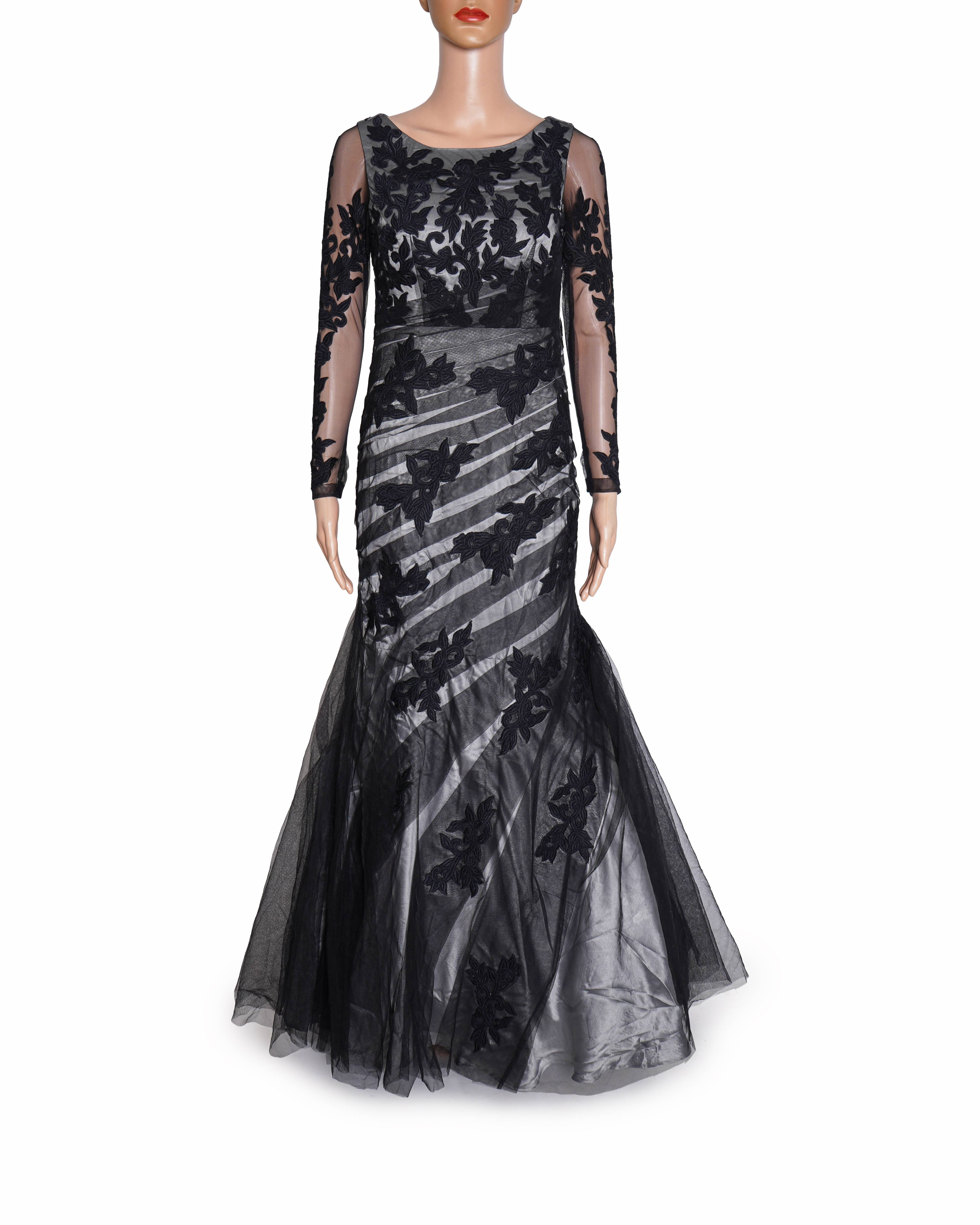 Mala and Kinnary Black Lace & Tulle Mermaid Gown