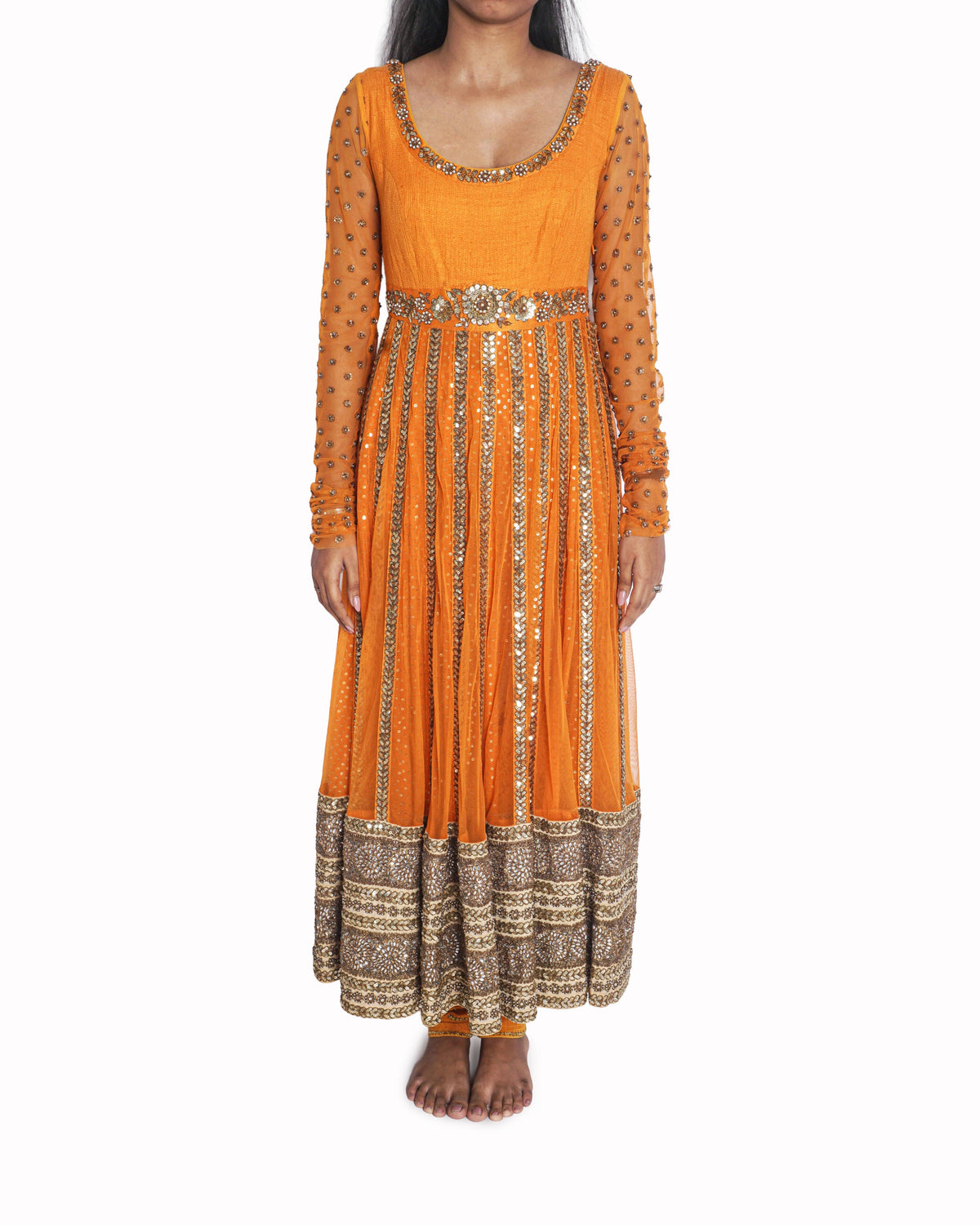 Sabyasachi Marigold Orange & Gold Embellished Anarkali Set