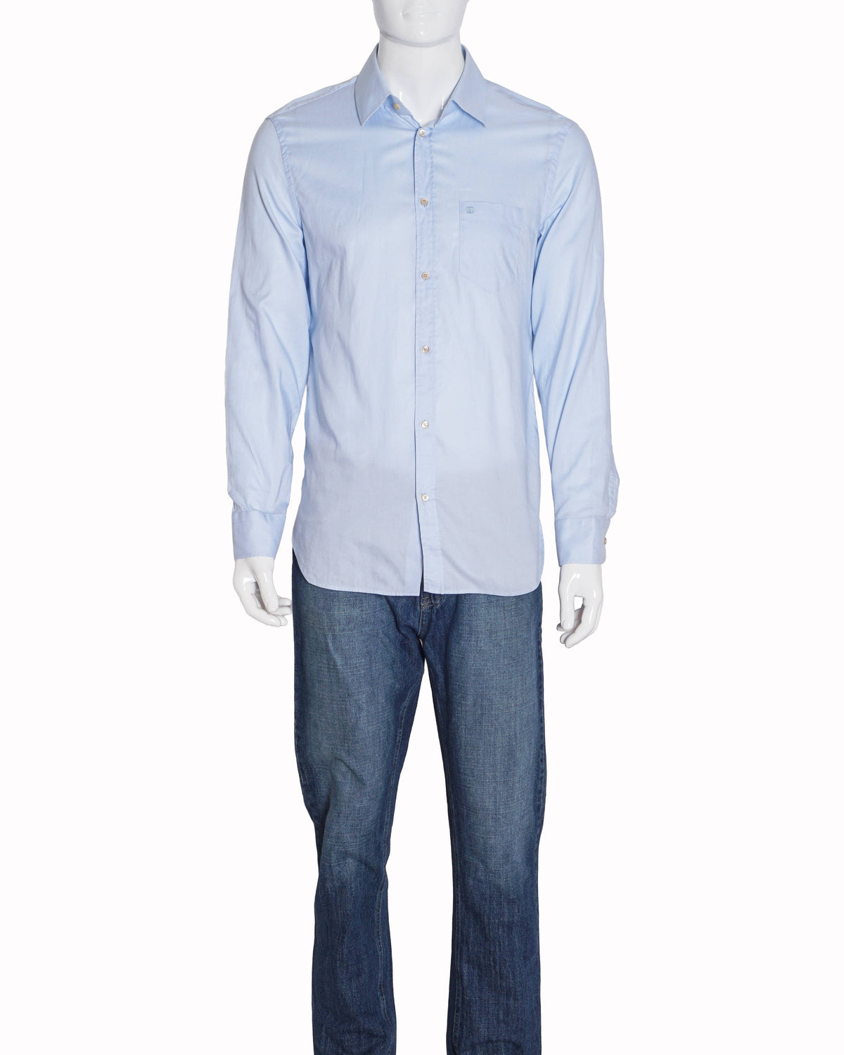 Gucci Light Blue Cotton Monogram Button-Down Shirt