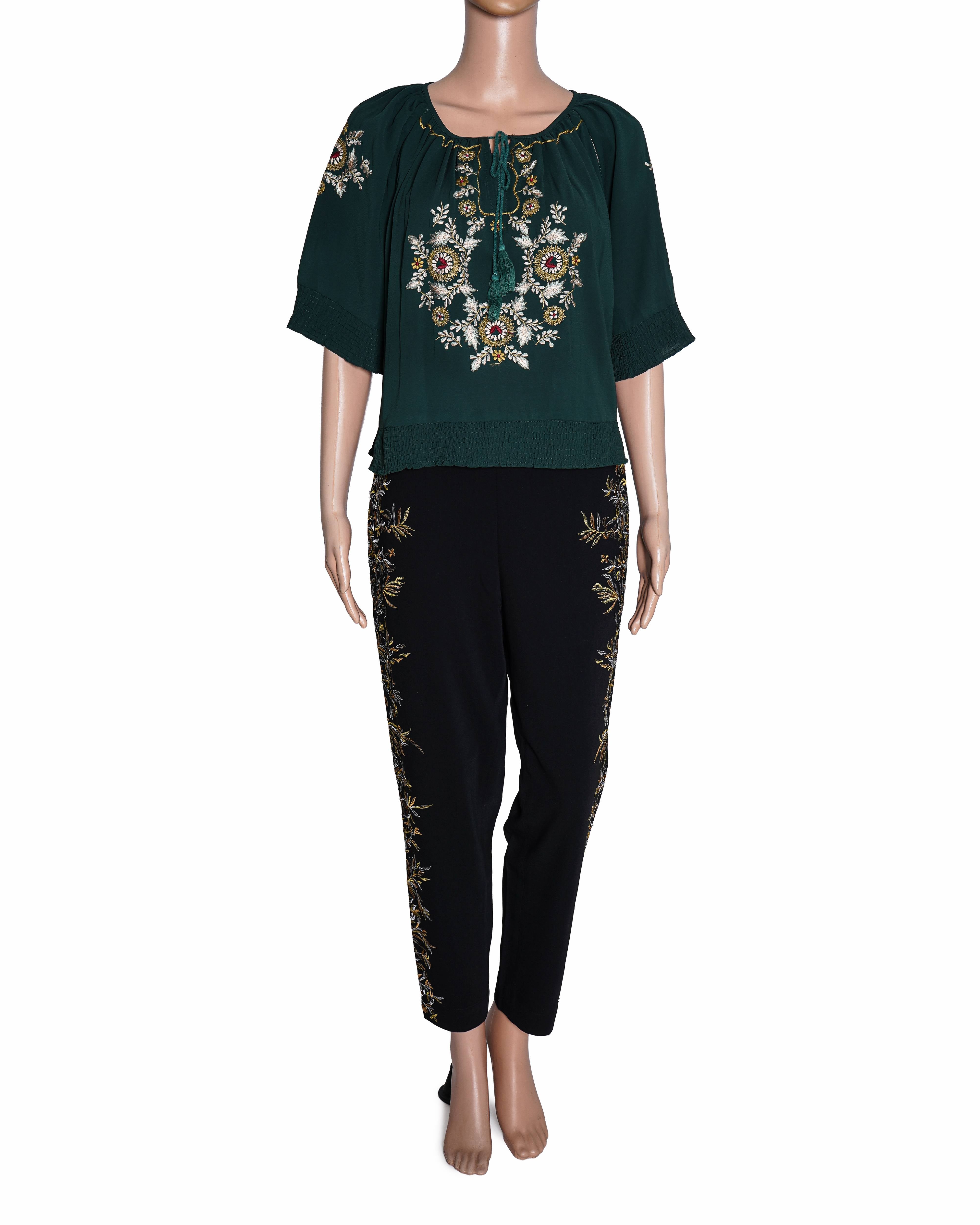 Rana Gill Embroidered Women's Trousers With Embroidered Top Co-ord Set of 2
