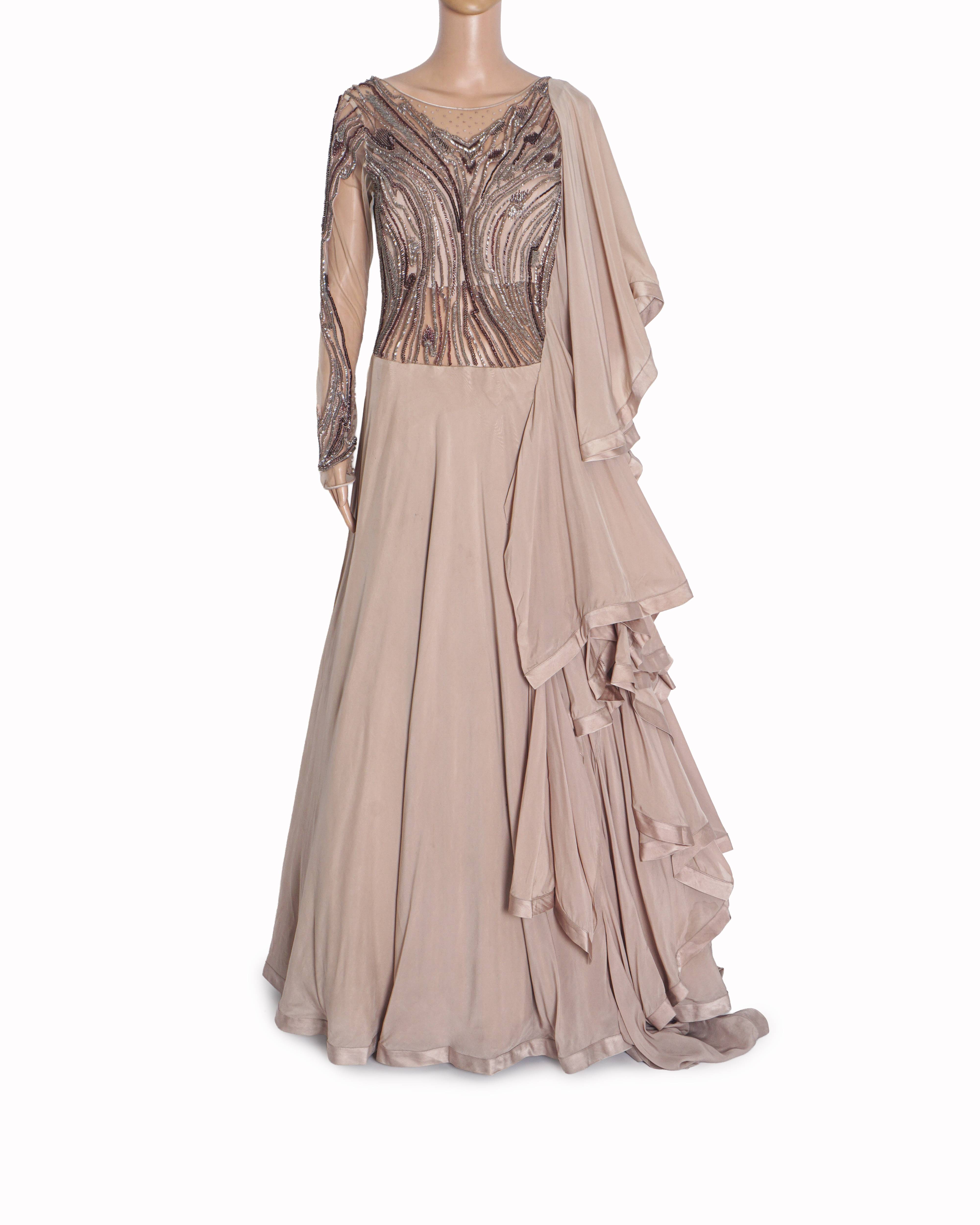 Gaurav Gupta Blush Pink Embellished Sculptural Gown