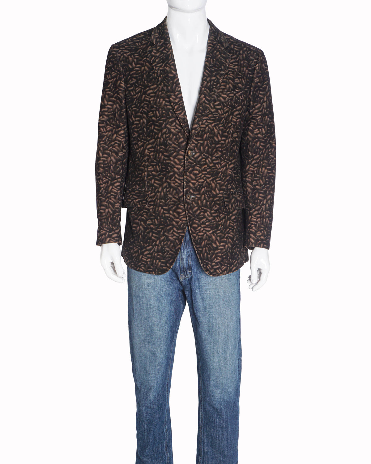 Etro Printed Brown Wool Blend Single-Breasted Blazer Coat