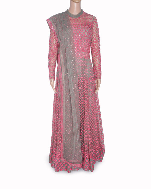 Falguni Shane Peacock  Nocola Anarkali Set In Pink