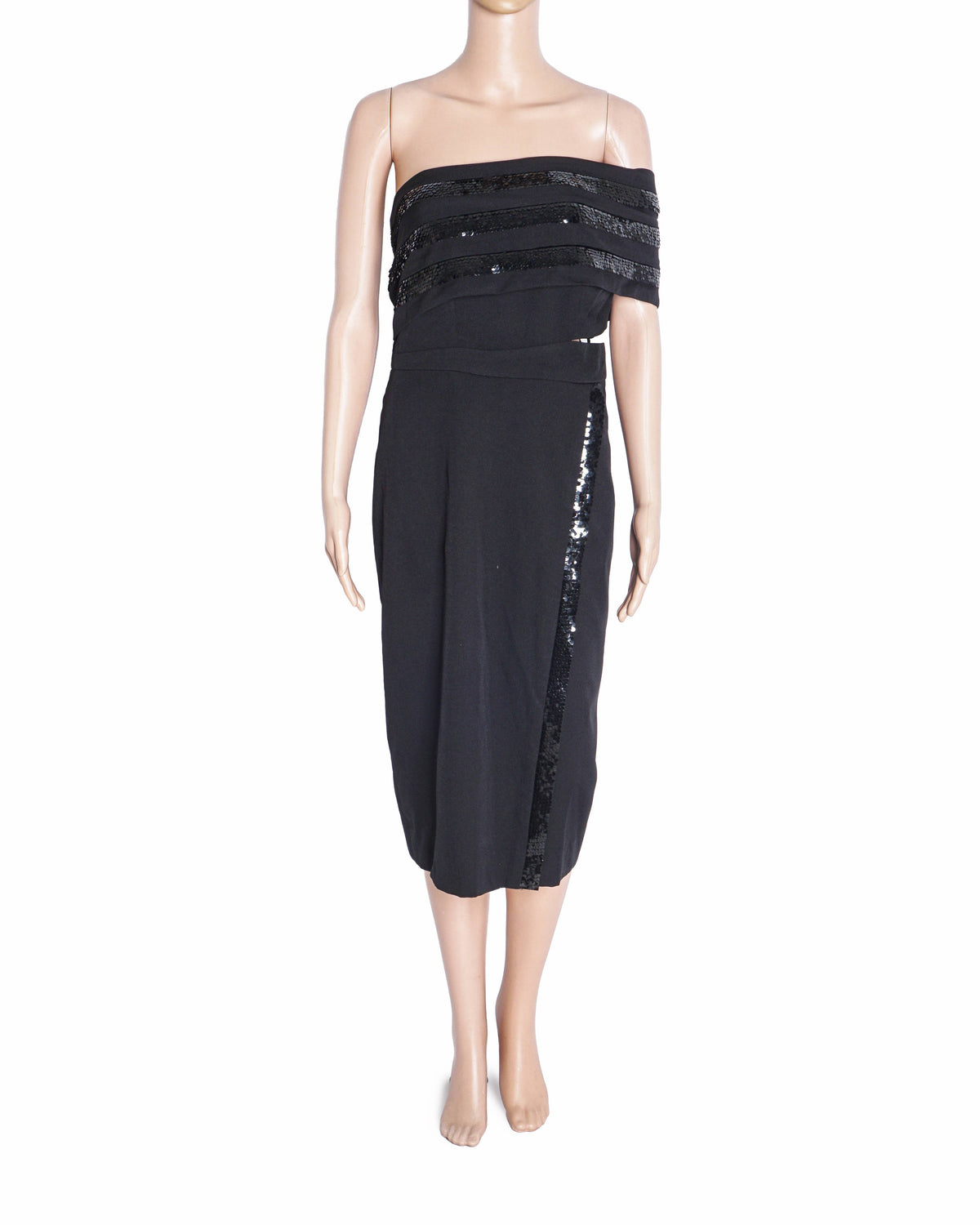 Kangana Trehan Black Crepe Sequin One-Shoulder Dress