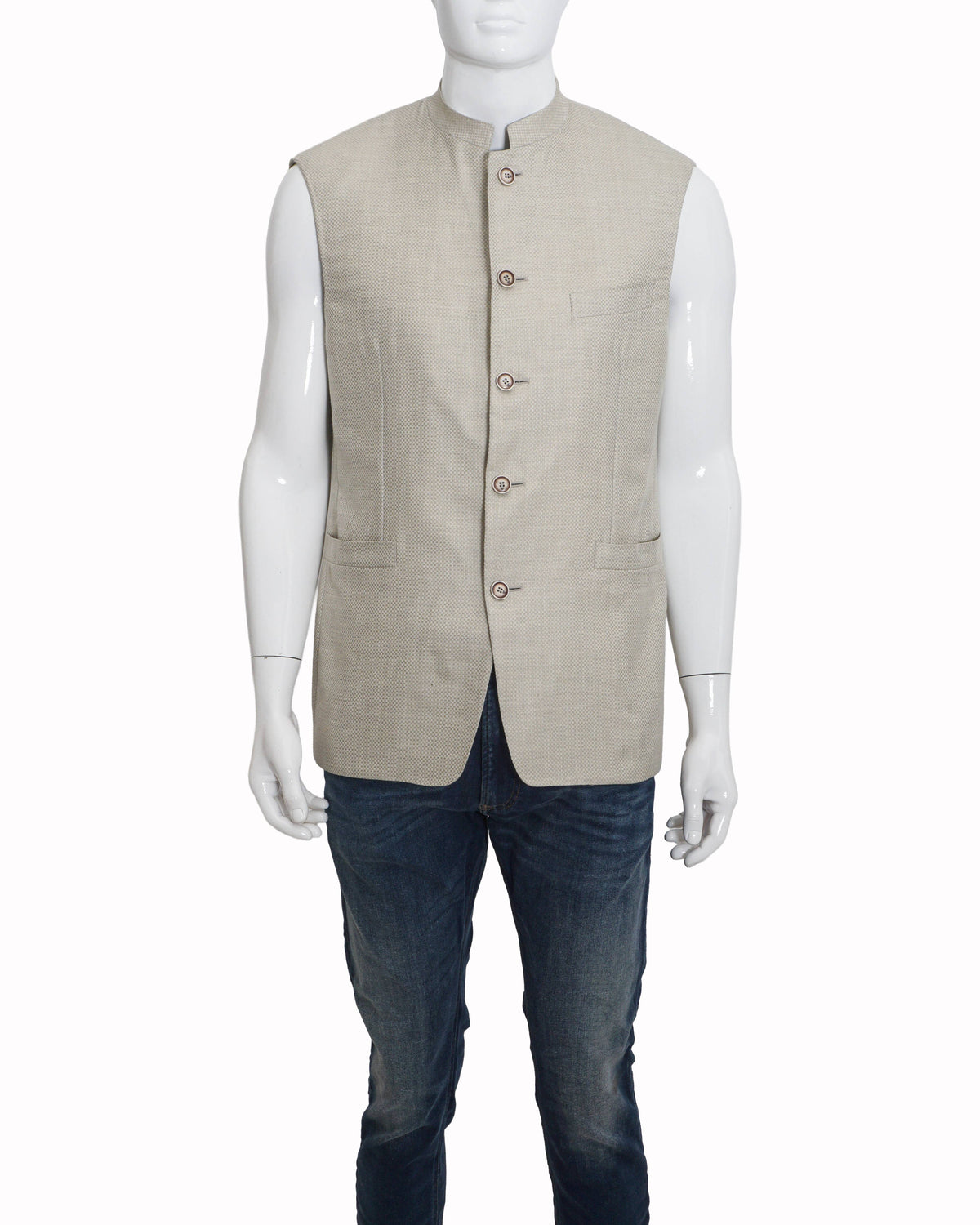 Canali Ivory Textured Summer Bundi Jacket