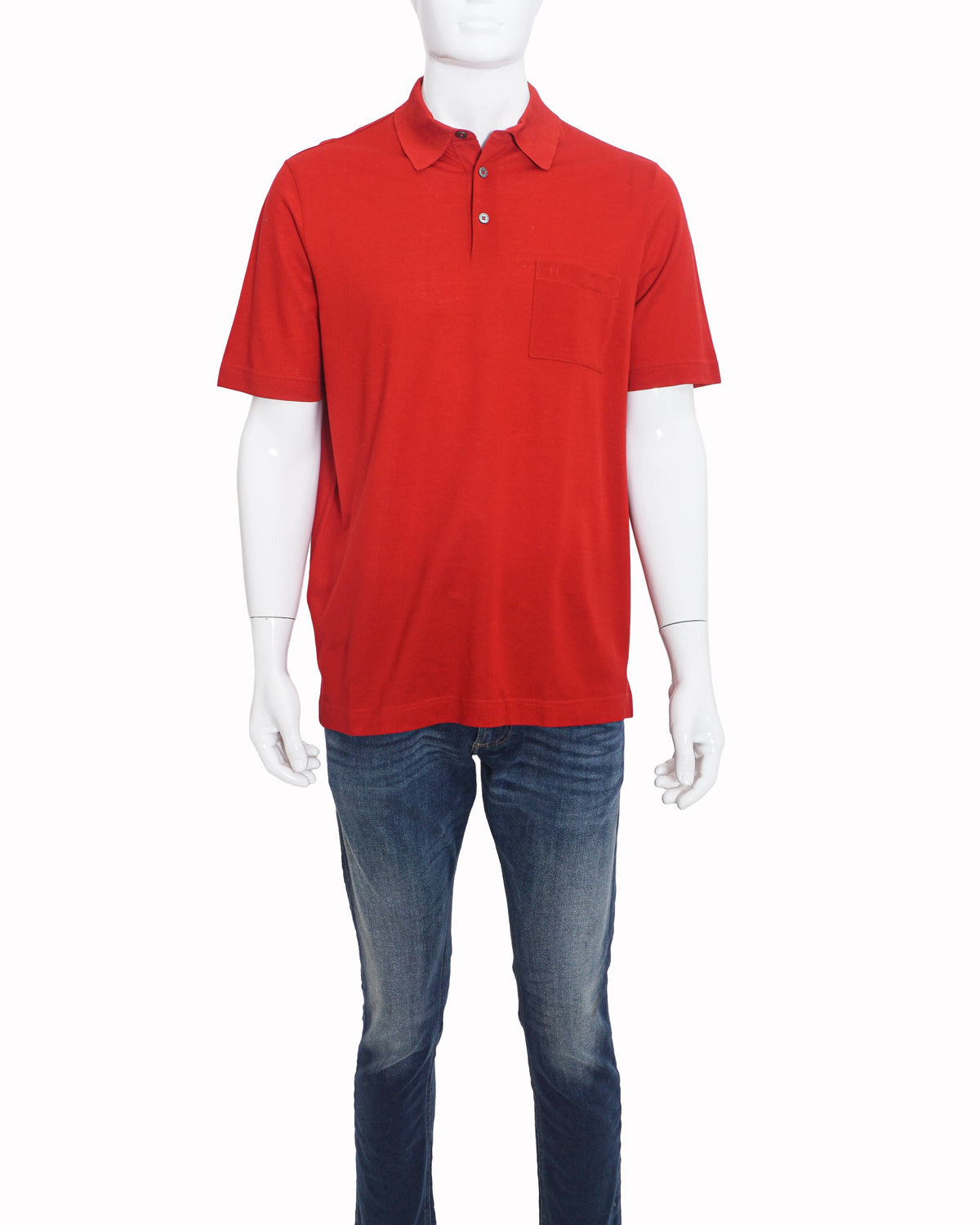 Hermès Classic Red Cotton Pocket Polo T-Shirt