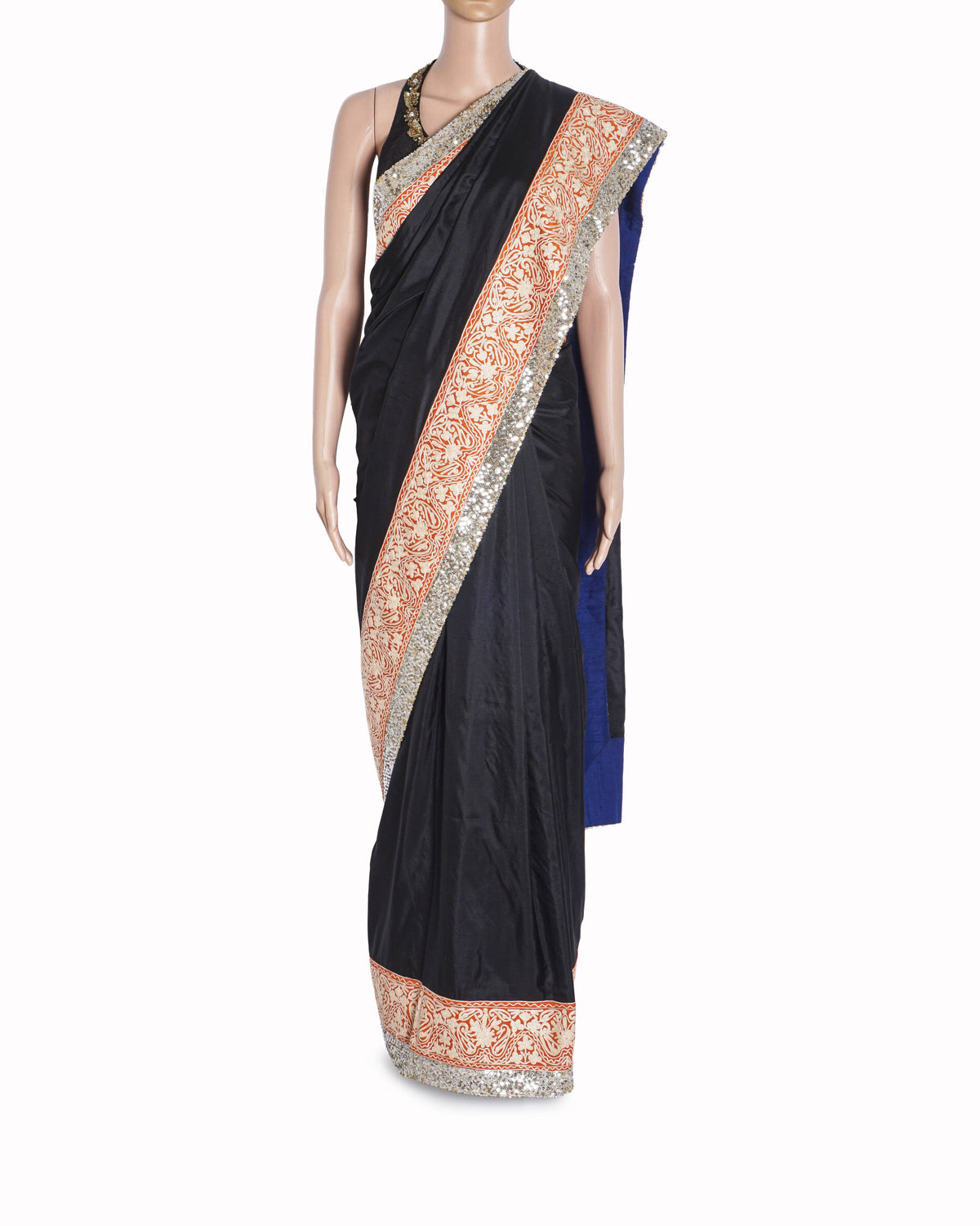 Manish Malhotra Black Silk Saree with Sequin Border