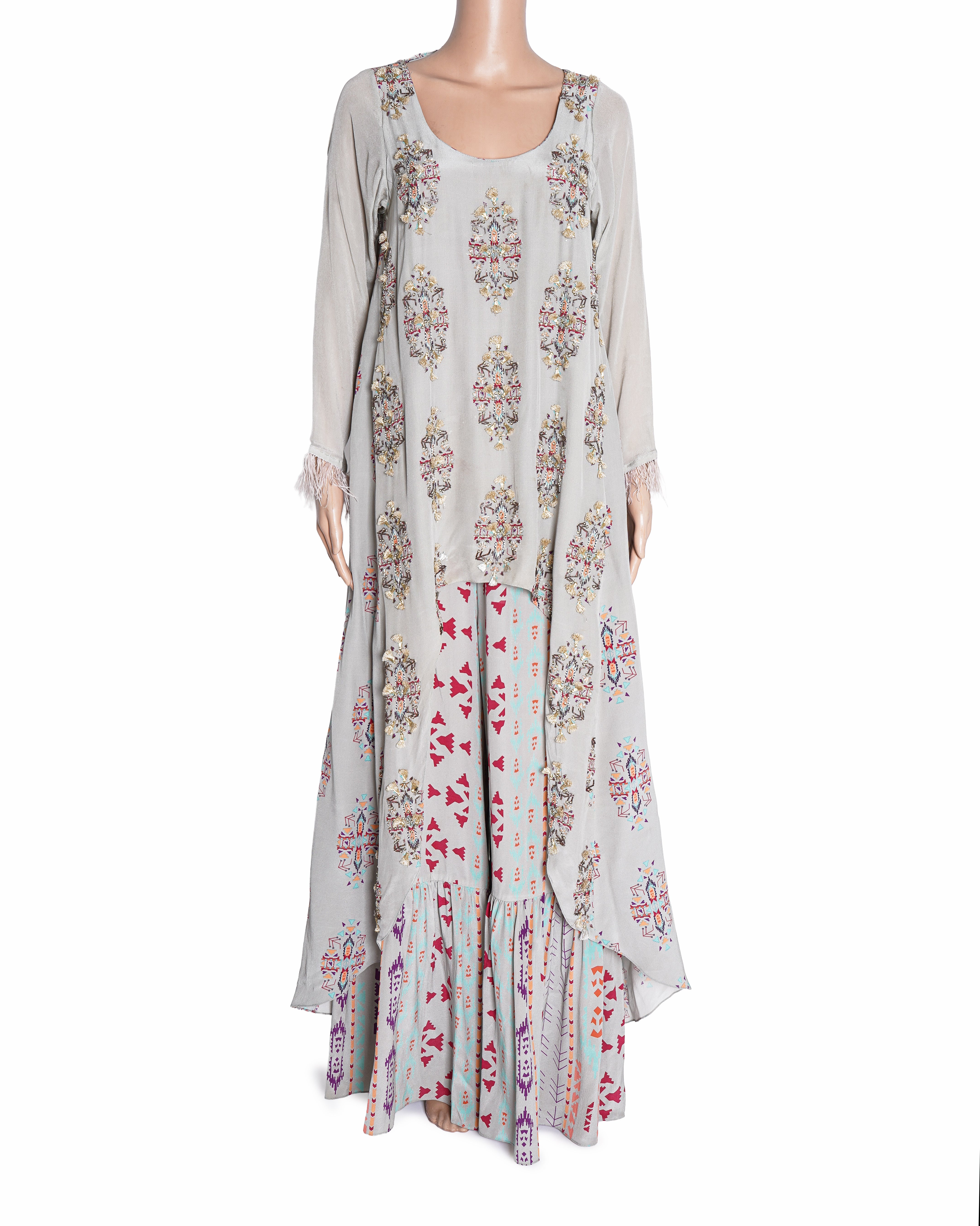 Payal Singhal Embellished Tunic and Printed Palazzo Set