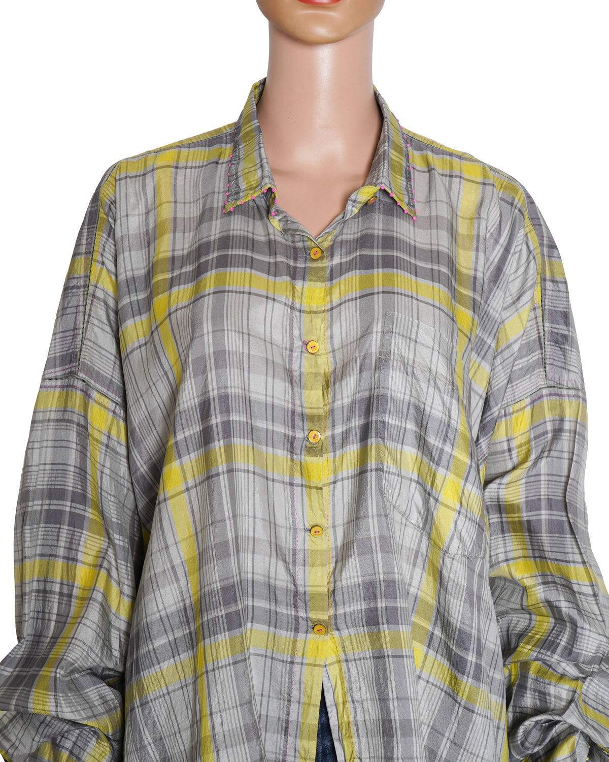 Péro Yellow Check Oversized Shirt
