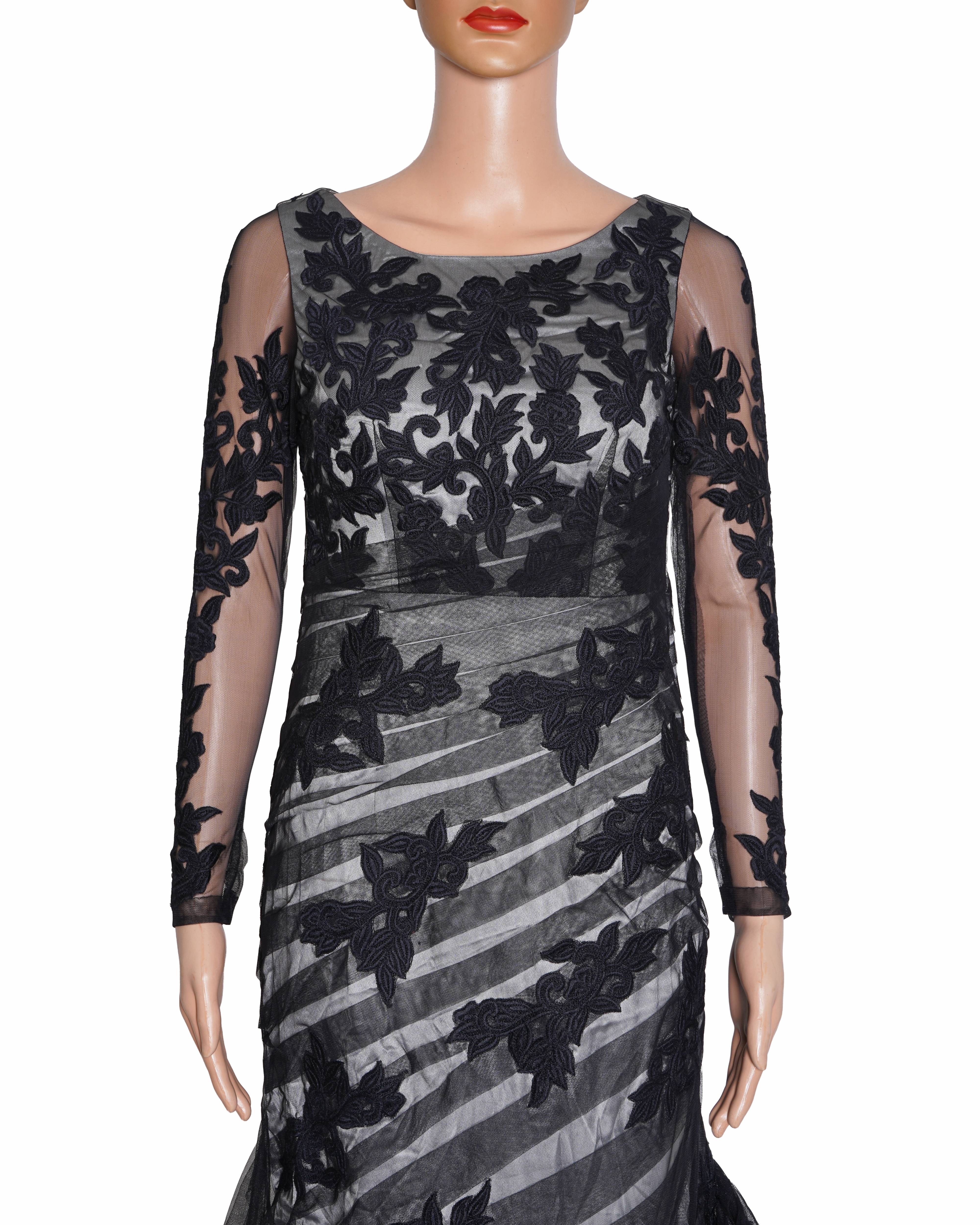 Mala and Kinnary Black Lace & Tulle Mermaid Gown
